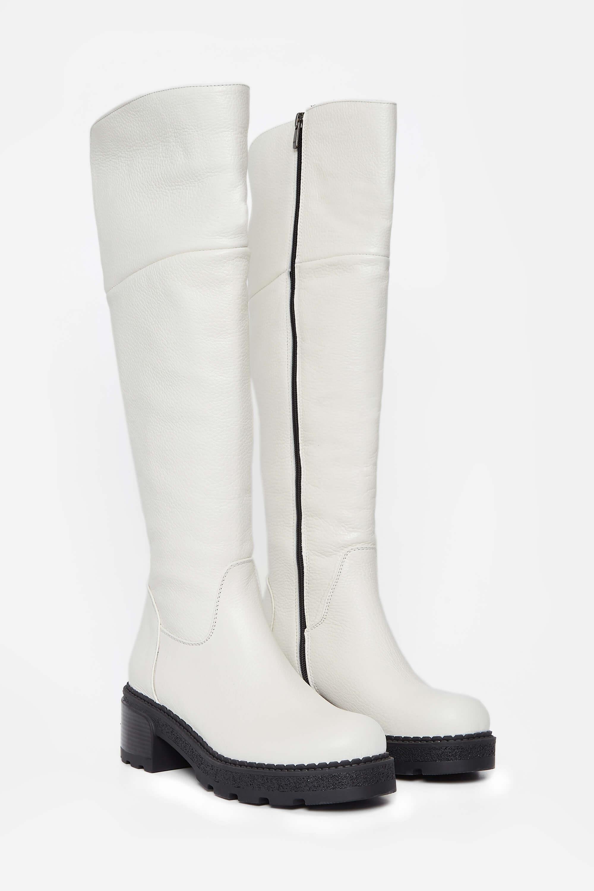 Tamer Tanca Kadın Hakiki Deri Kırık Beyaz Casual Çizme