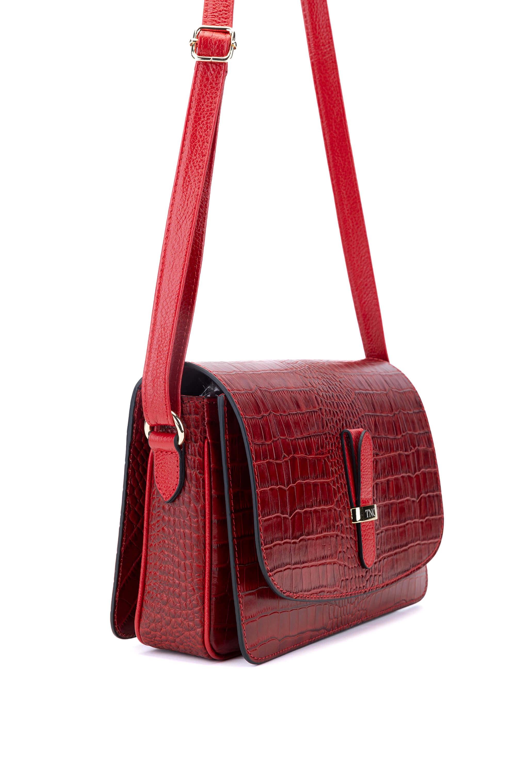 Tamer Tanca Kadın Hakiki Deri Kırmızı Postacı Çanta