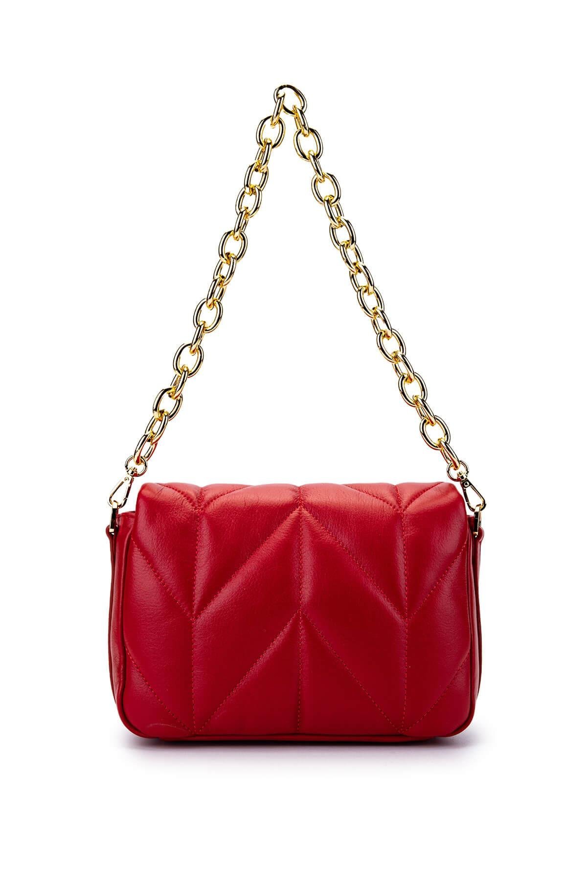 Tamer Tanca Kadın Hakiki Deri Kırmızı Omuz Çanta