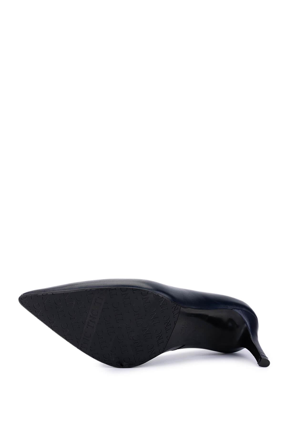 Tamer Tanca Kadın Hakiki Deri Lacivert Deri Topuklu Ayakkabı