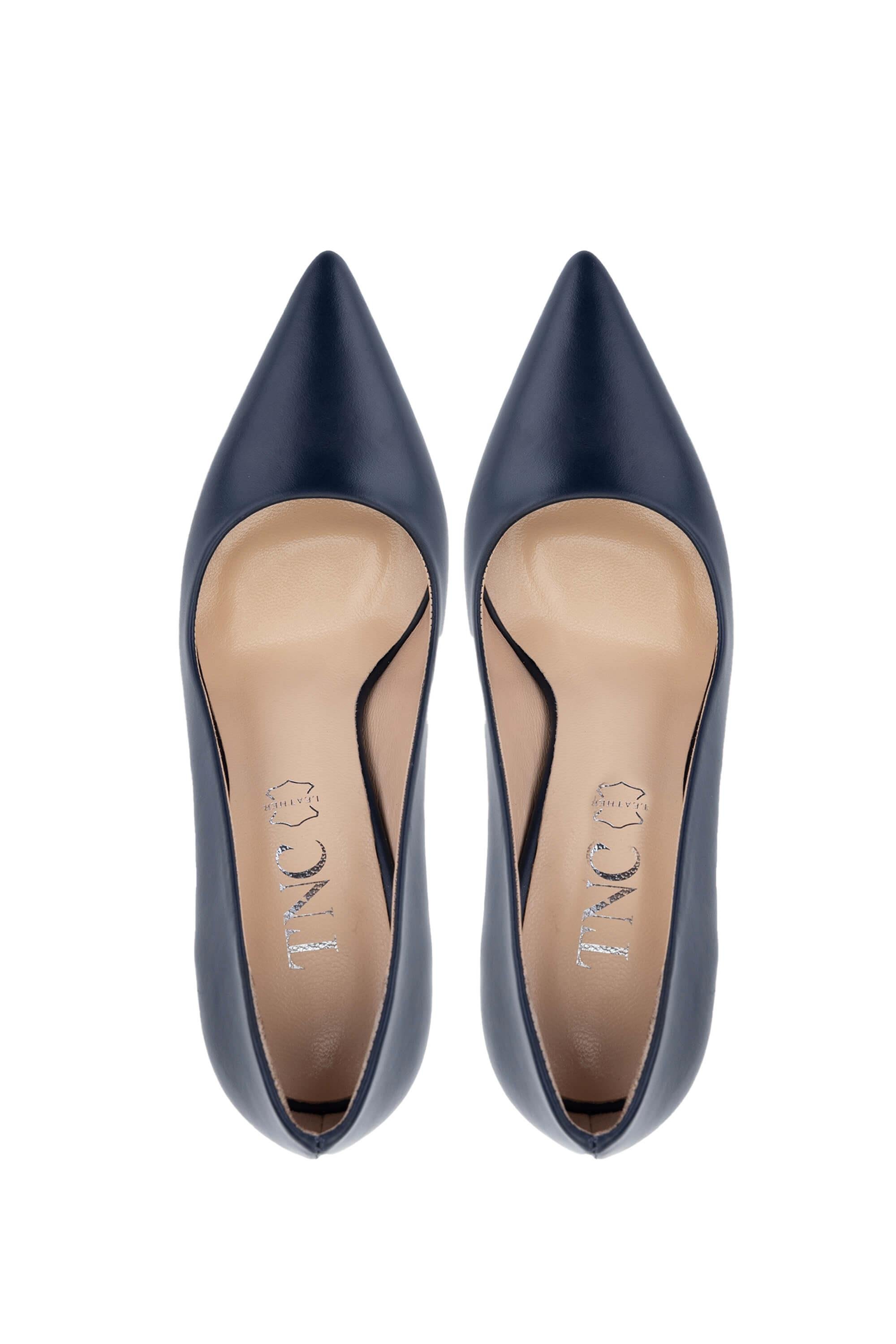 Tamer Tanca Kadın Hakiki Deri Lacivert Topuklu Ayakkabı