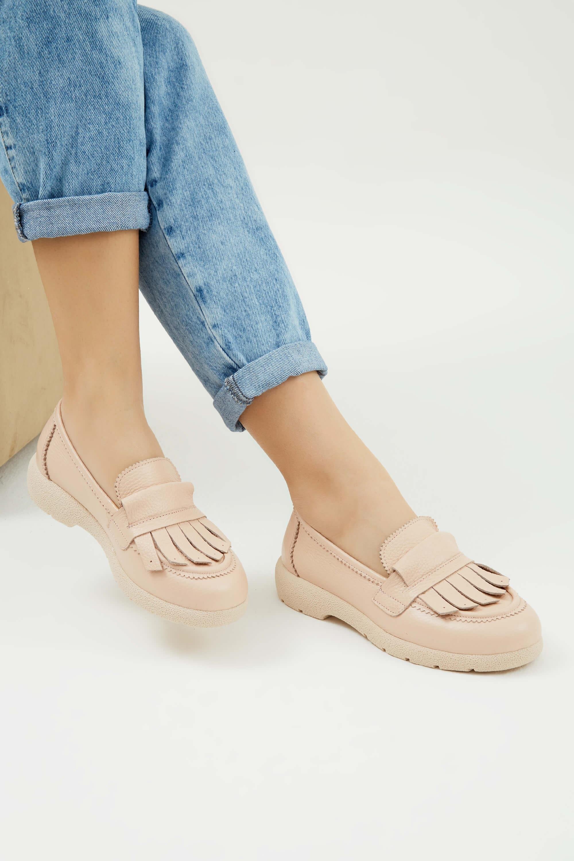 Tamer Tanca Kadın Hakiki Deri Nude Loafer Ayakkabı