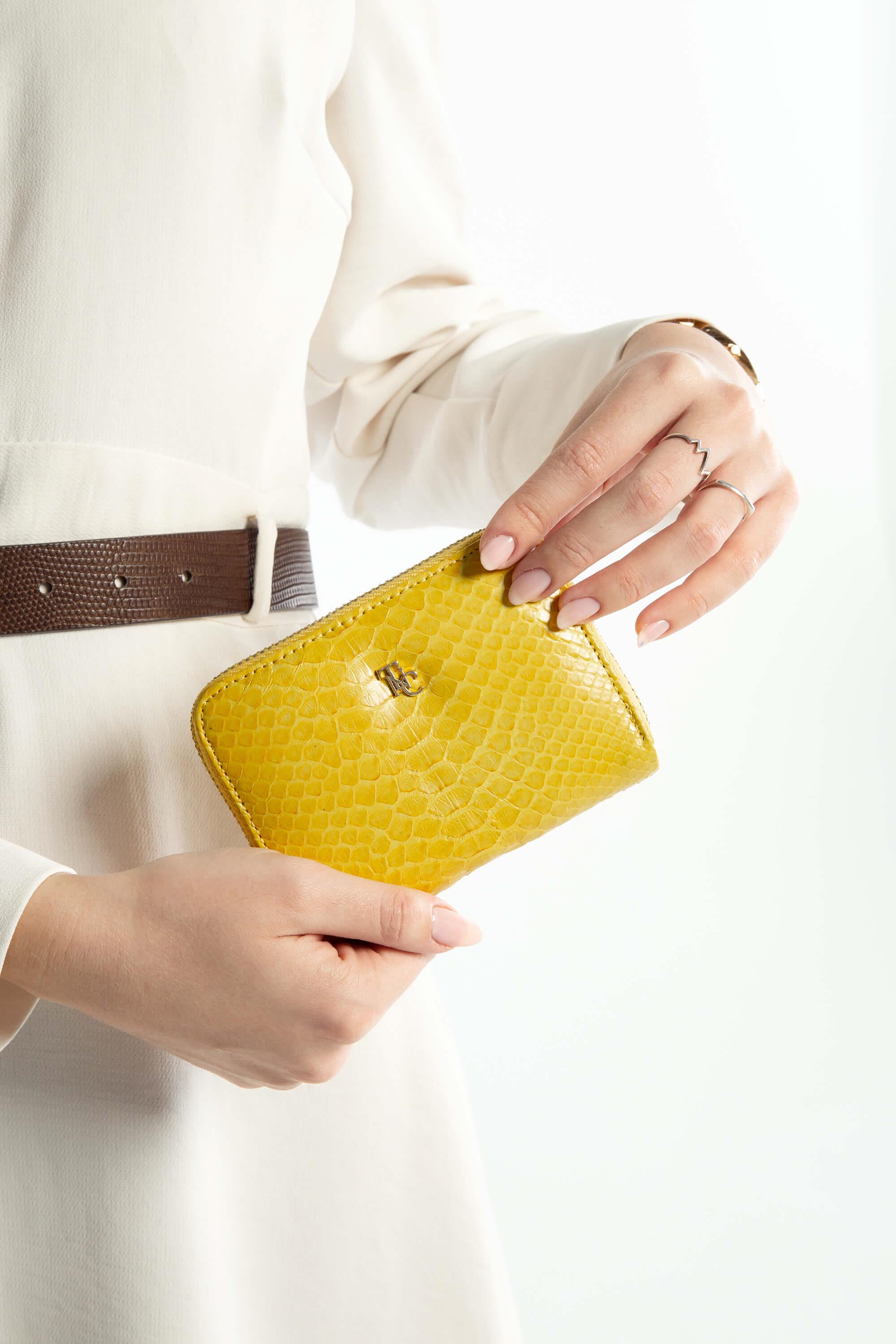 Tamer Tanca Kadın Hakiki Deri Sarı Günlük Cuzdan