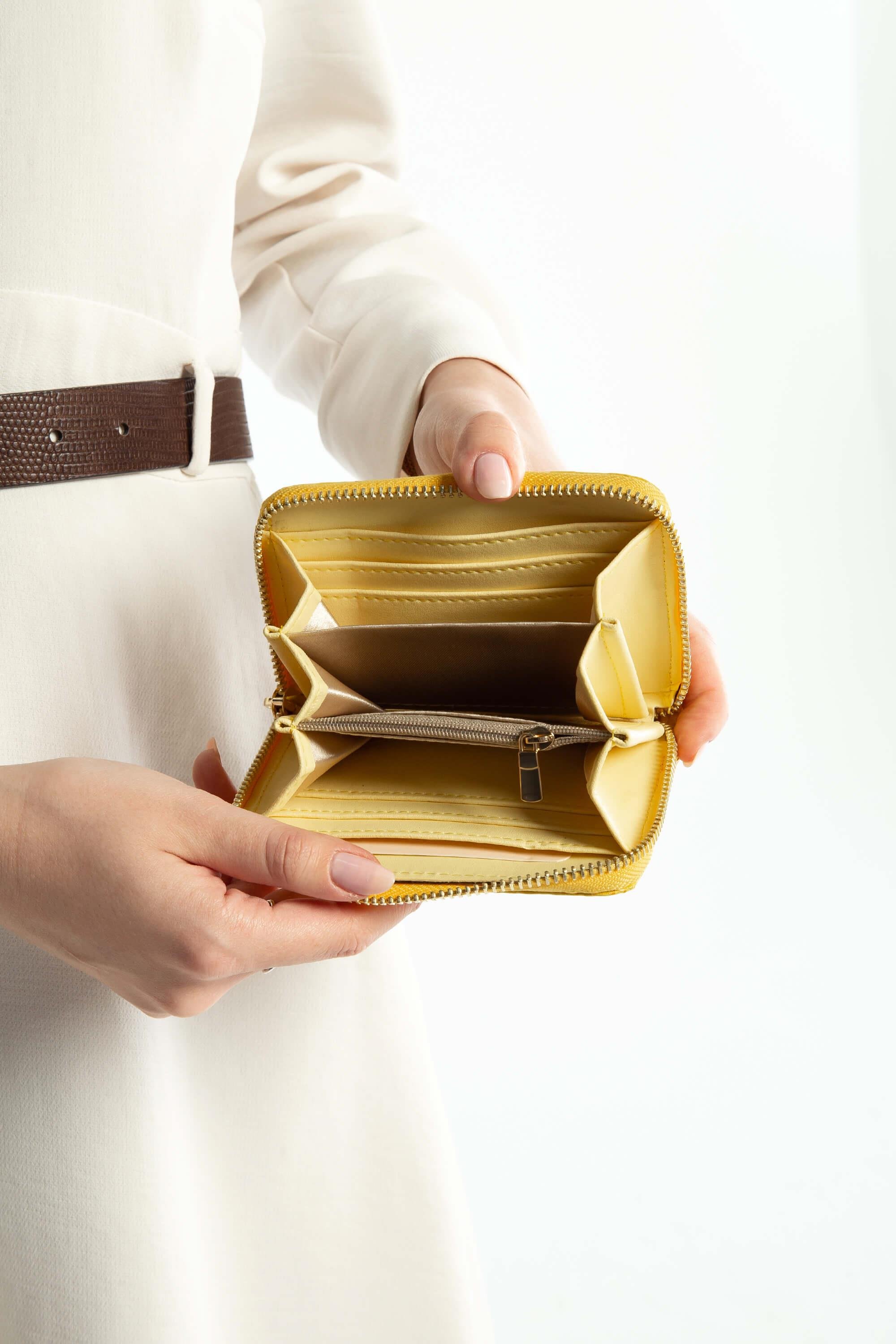 Tamer Tanca Kadın Hakiki Deri Sarı Günlük Cuzdan