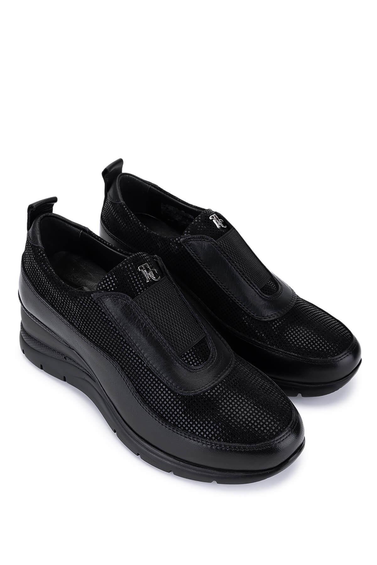 Tamer Tanca Kadın Hakiki Deri Siyah Casual Ayakkabı