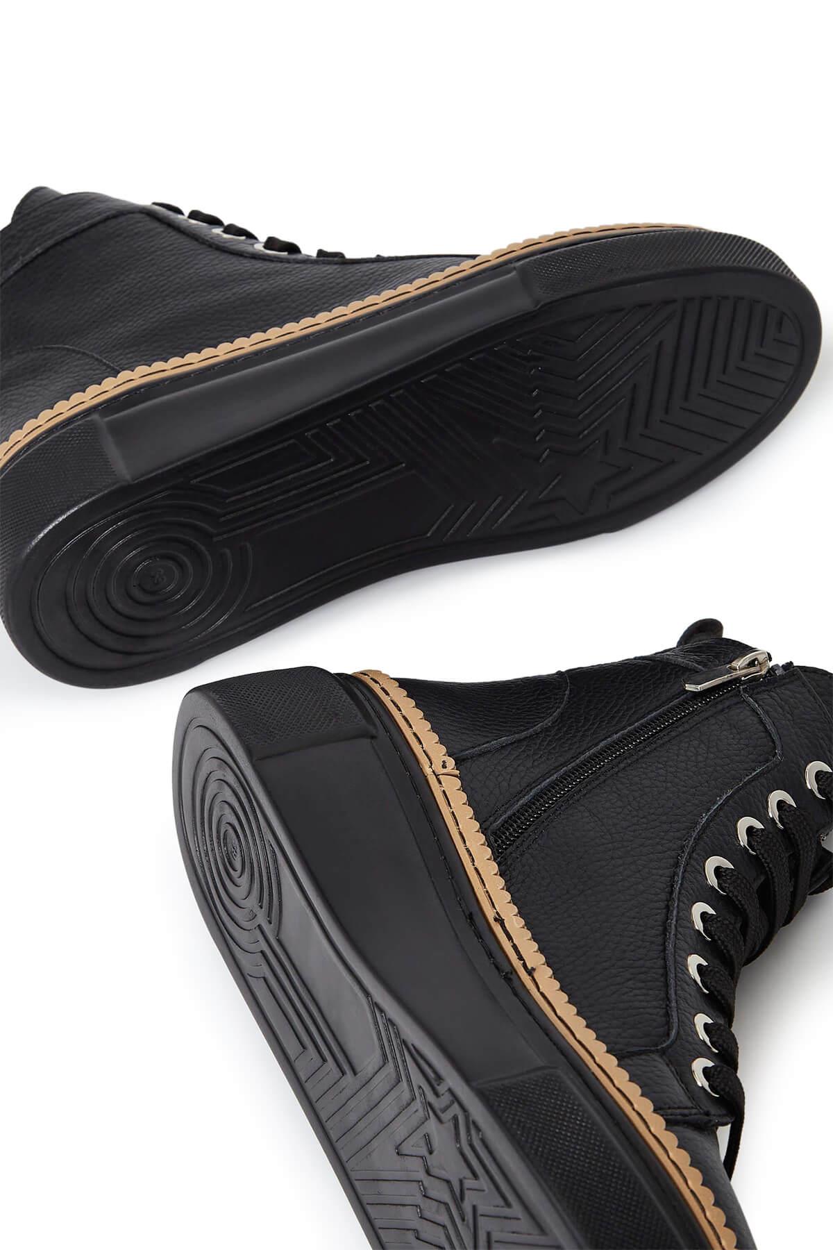 Tamer Tanca Kadın Hakiki Deri Siyah Casual Bot