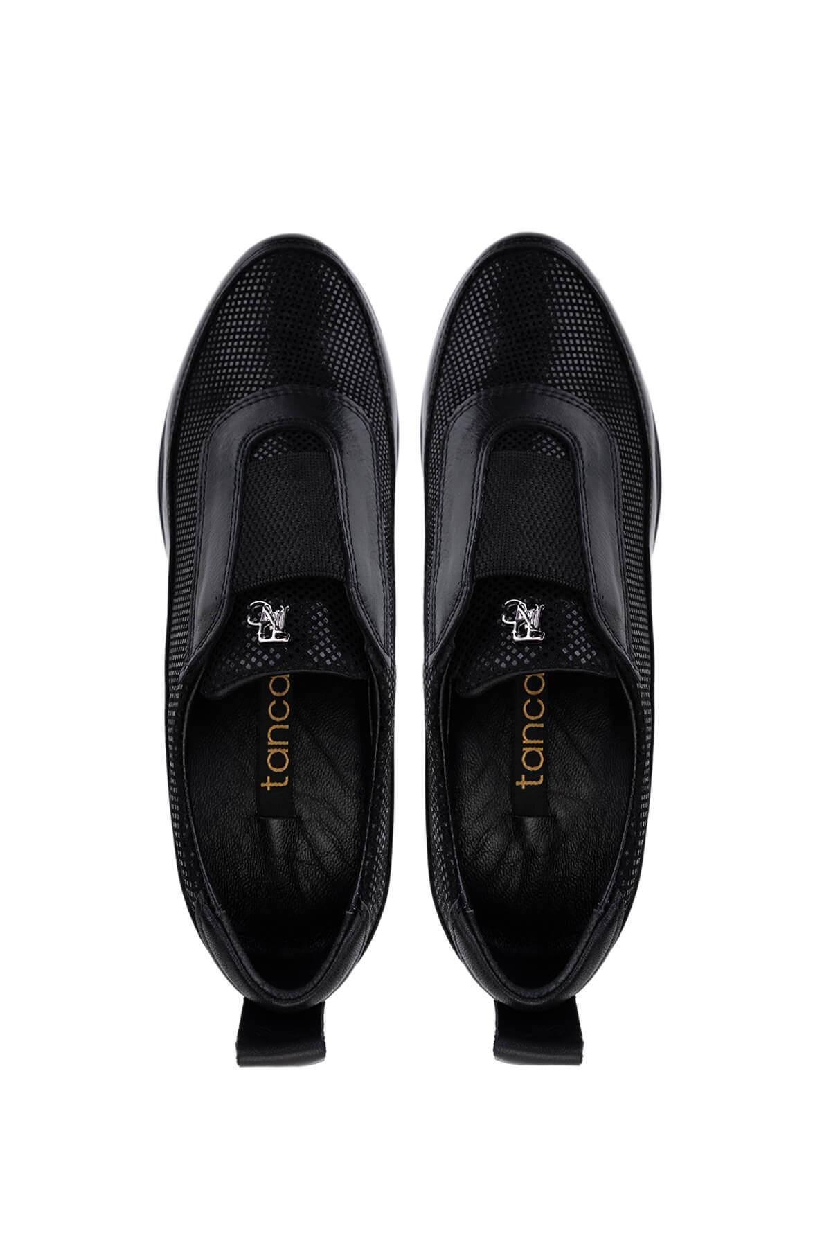 Tamer Tanca Kadın Hakiki Deri Siyah Casual Ayakkabı