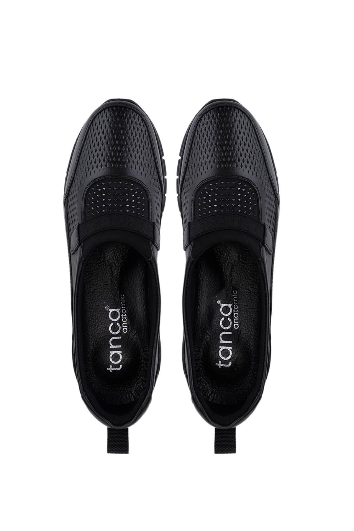 Tamer Tanca Kadın Hakiki Deri Siyah Comfort Ayakkabı