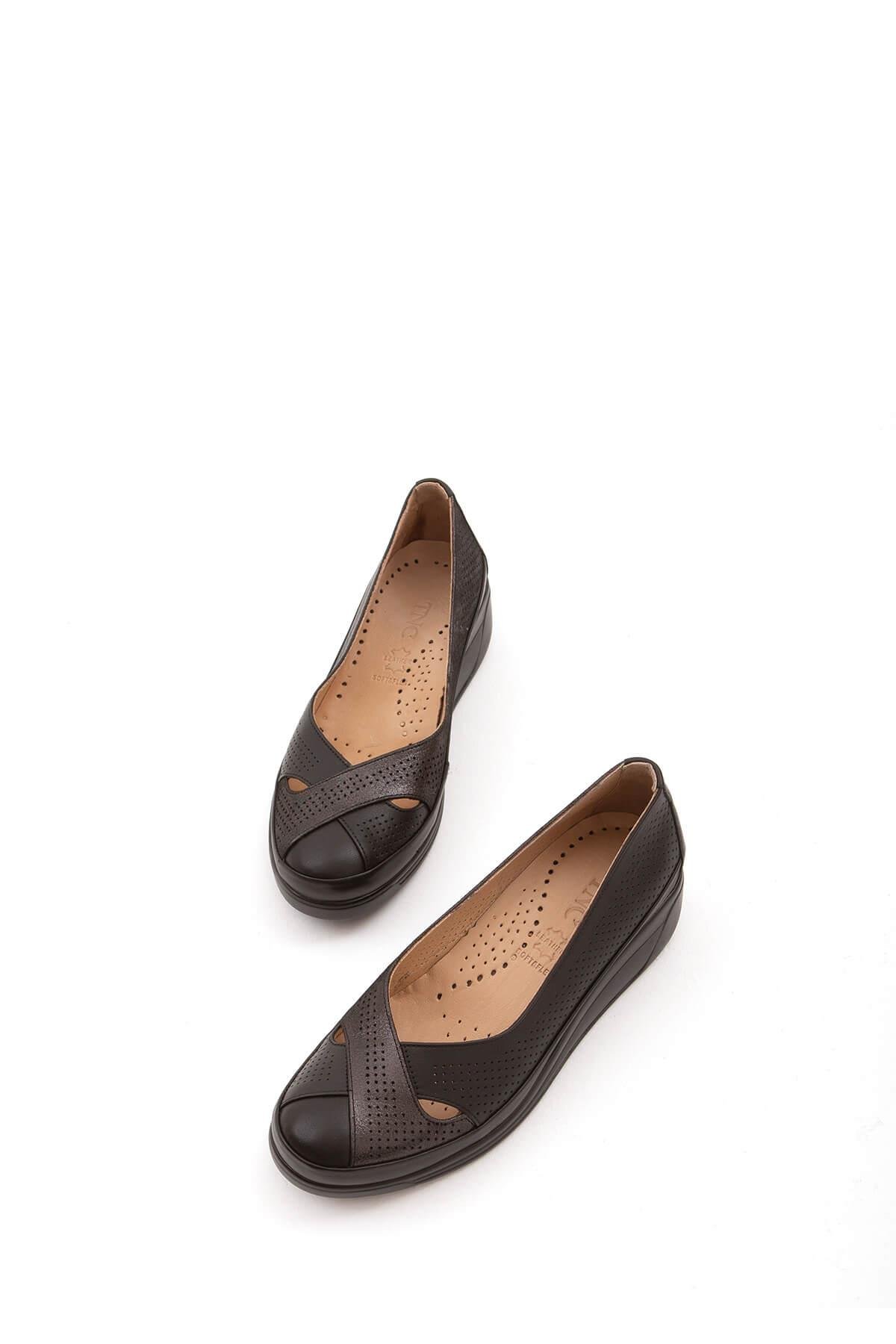 Tamer Tanca Kadın Hakiki Deri Siyah Comfort Ayakkabı