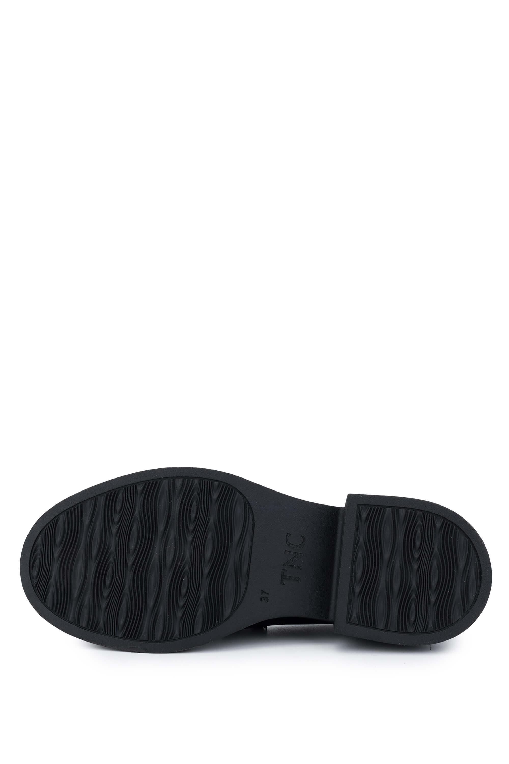 Tamer Tanca Kadın Hakiki Deri Siyah Deri Loafer Ayakkabı