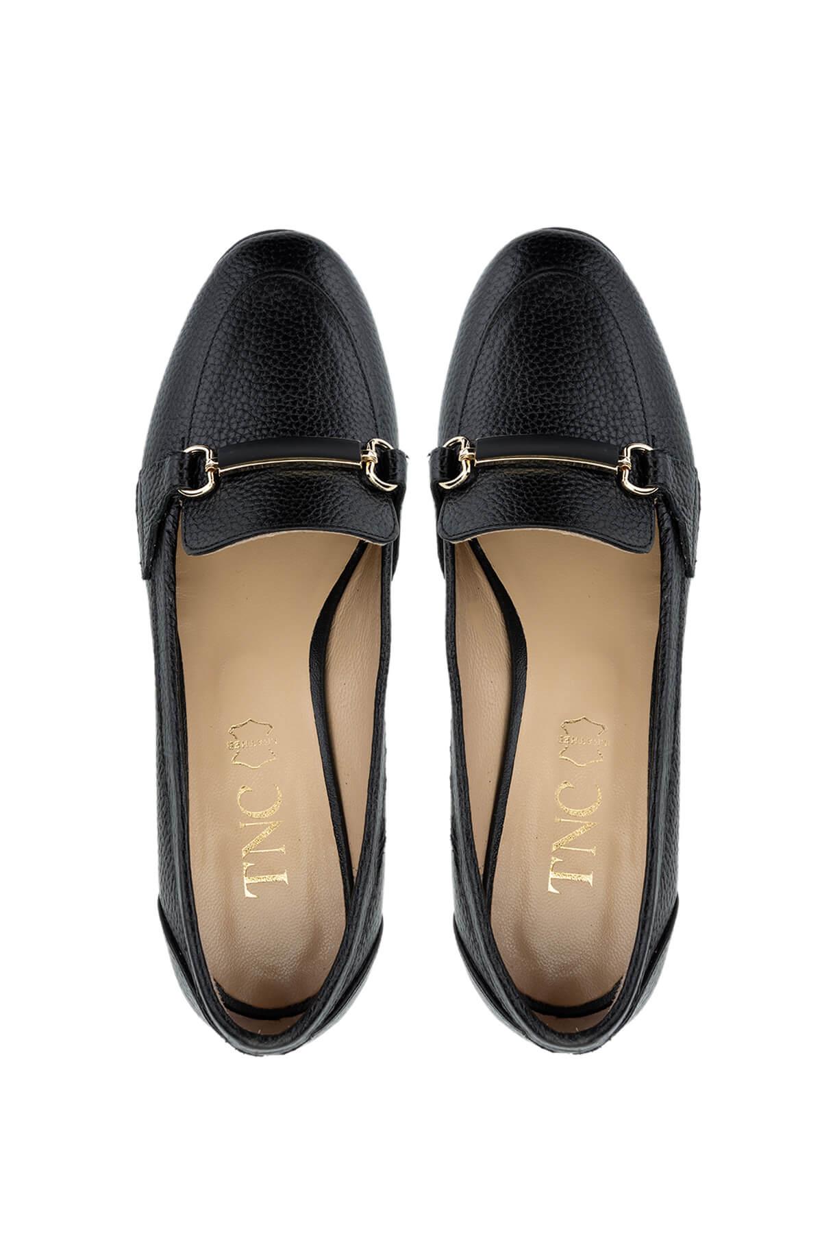 Tamer Tanca Kadın Hakiki Deri Siyah Deri Topuklu Ayakkabı