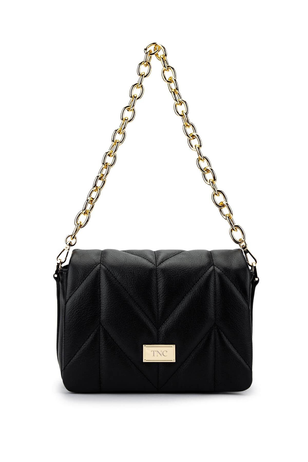 Tamer Tanca Kadın Hakiki Deri Siyah Deri Omuz Çanta