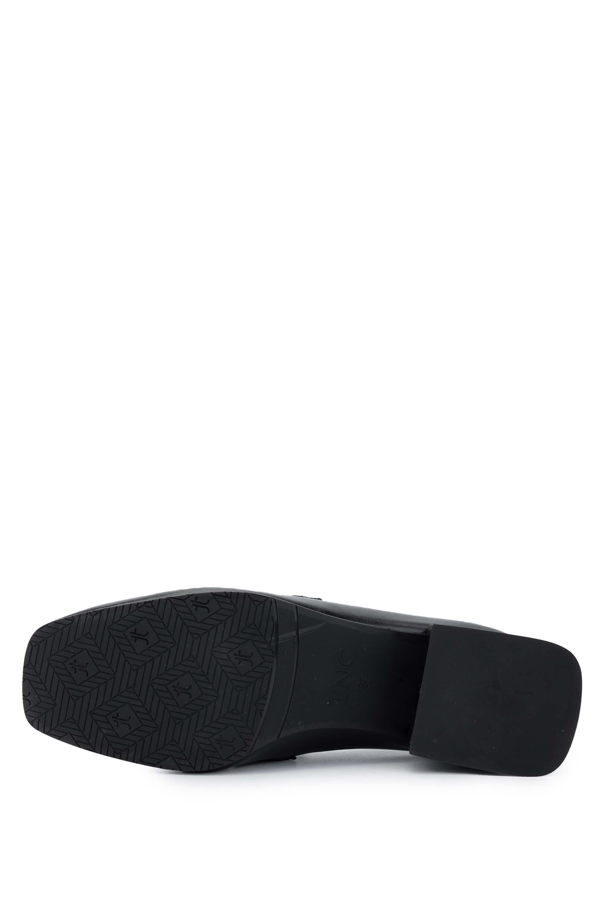 Tamer Tanca Kadın Hakiki Deri Siyah Deri Topuklu Ayakkabı