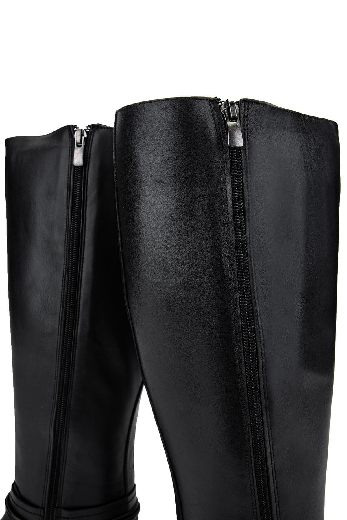 Tamer Tanca Kadın Hakiki Deri Siyah Deri Klasik Çizme