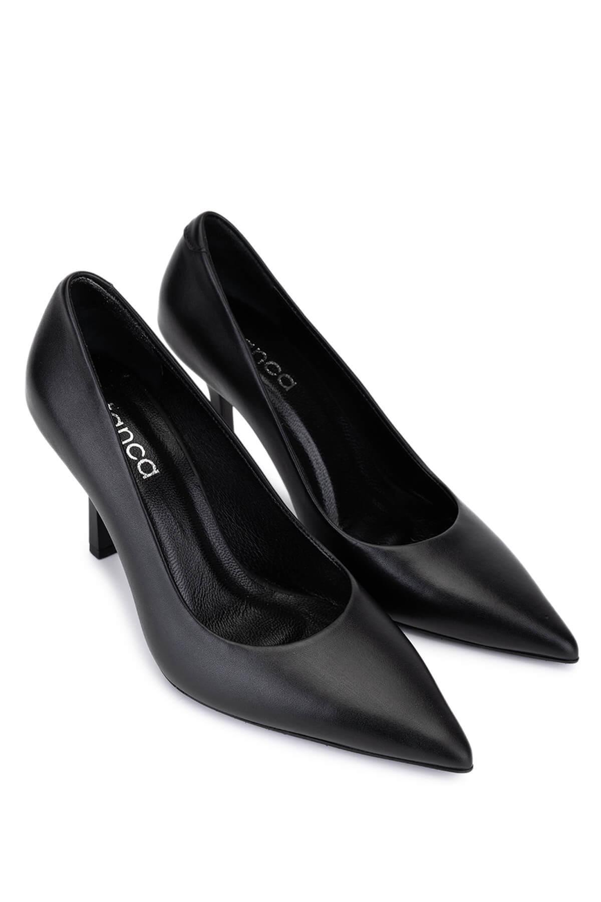 Tamer Tanca Kadın Hakiki Deri Siyah Deri Topuklu Ayakkabı