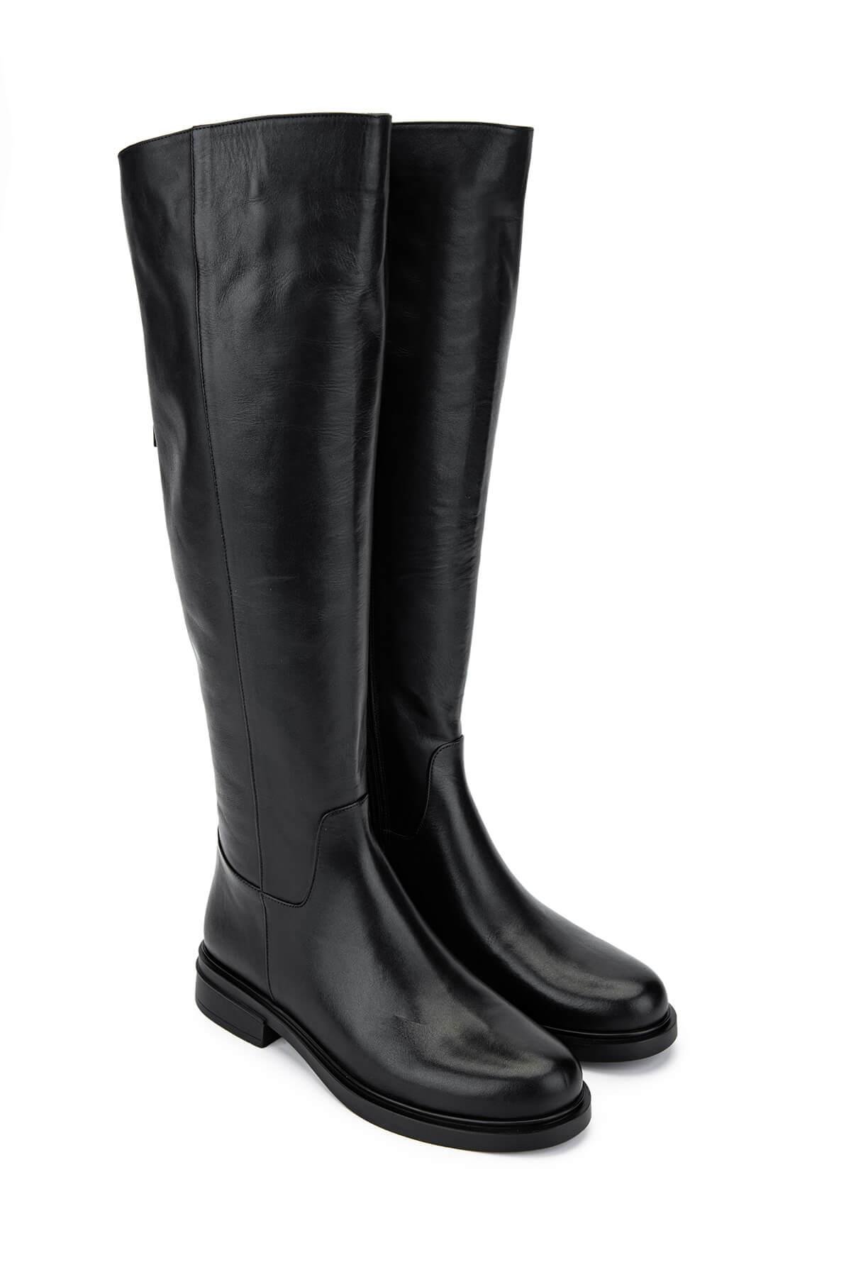 Tamer Tanca Kadın Hakiki Deri Siyah Deri Casual Çizme