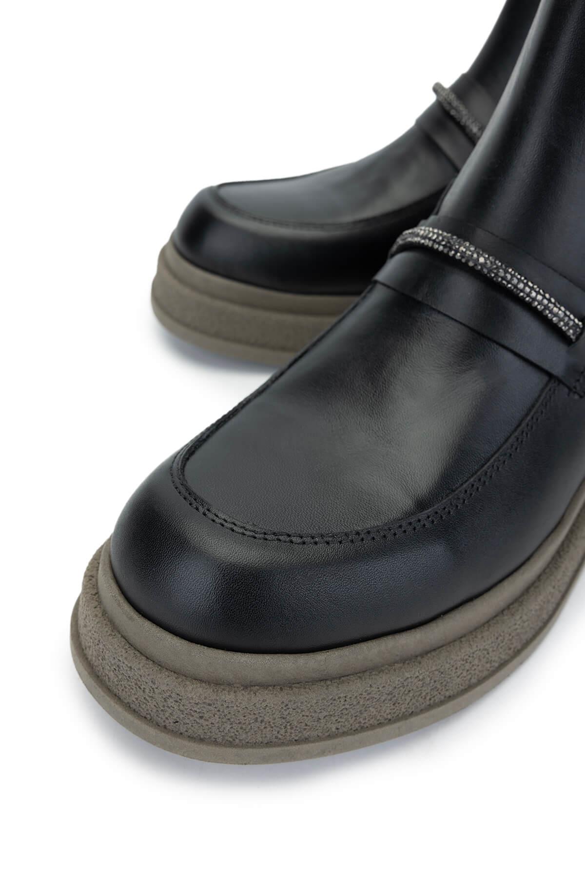 Tamer Tanca Kadın Hakiki Deri Siyah Deri Casual Bot