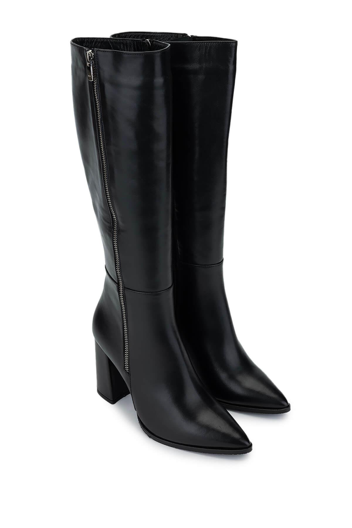 Tamer Tanca Kadın Hakiki Deri Siyah Deri Klasik Çizme