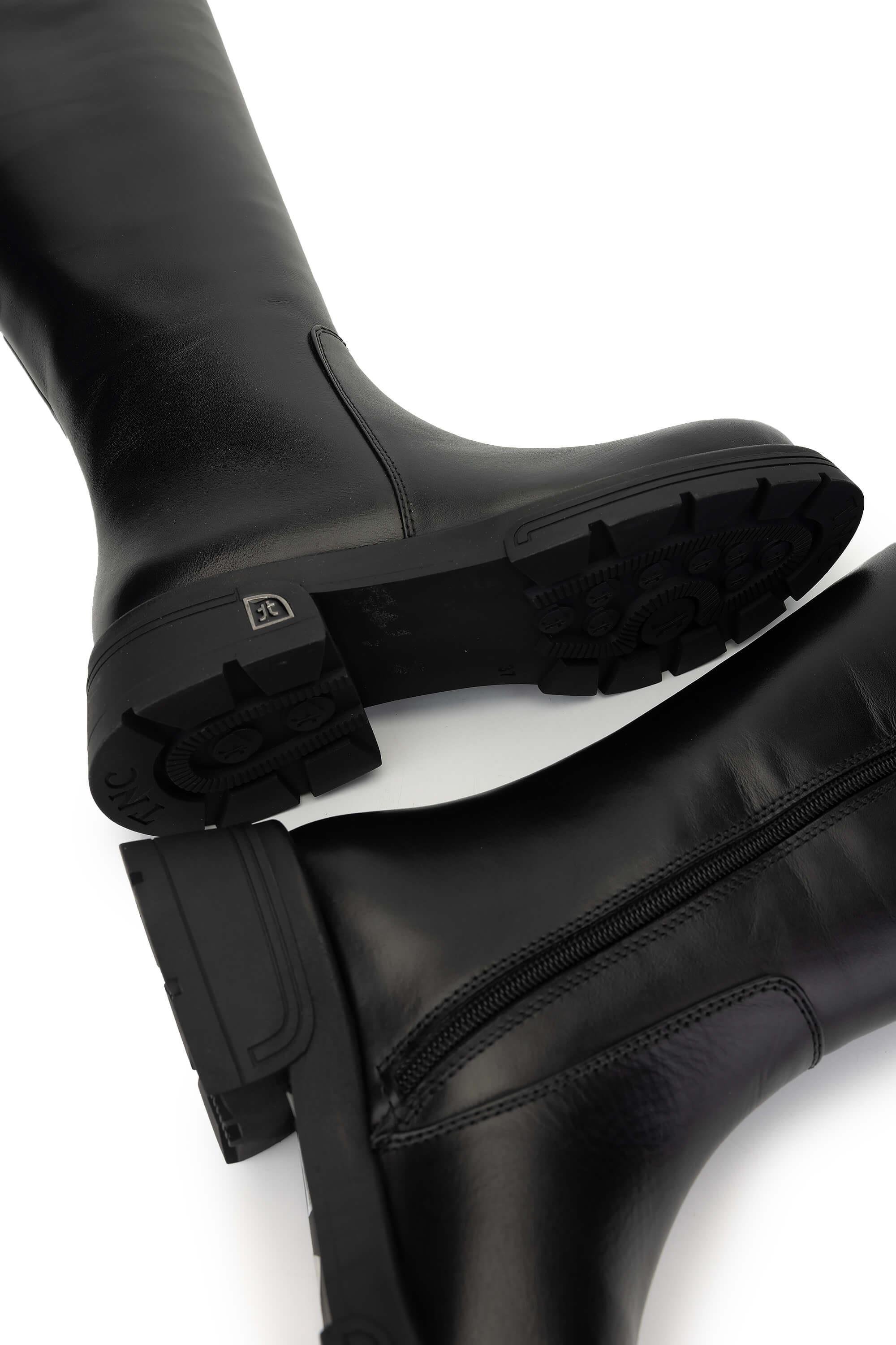 Tamer Tanca Kadın Hakiki Deri Siyah Deri Casual Çizme