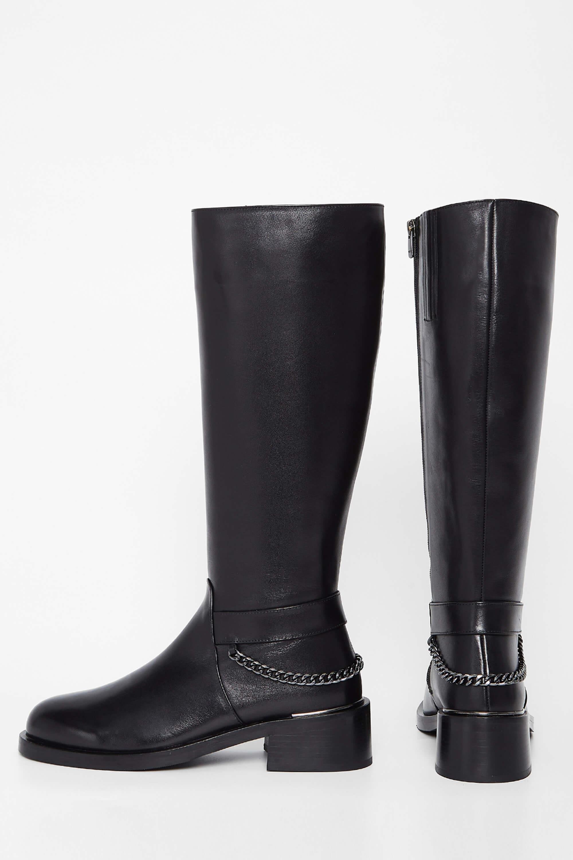 Tamer Tanca Kadın Hakiki Deri Siyah Deri Casual Çizme