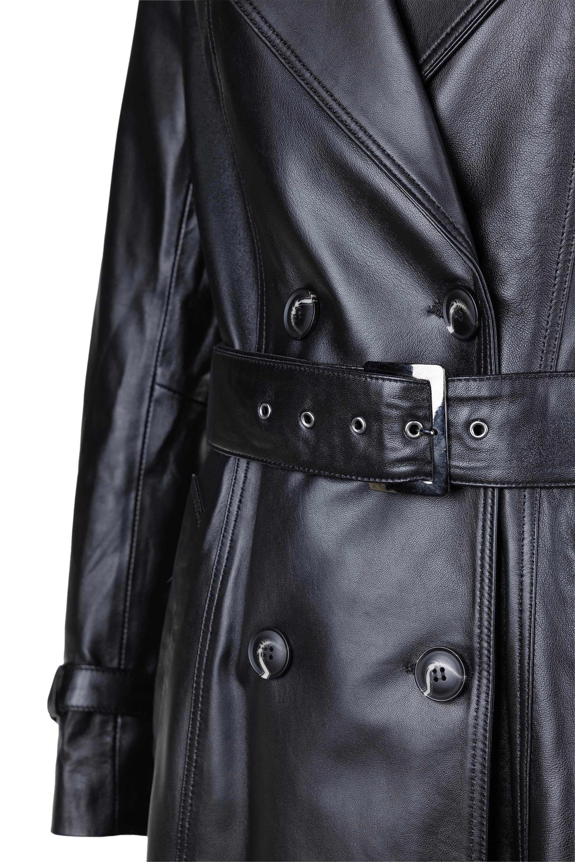 Tamer Tanca Kadın Hakiki Deri Siyah Deri Deri Mont