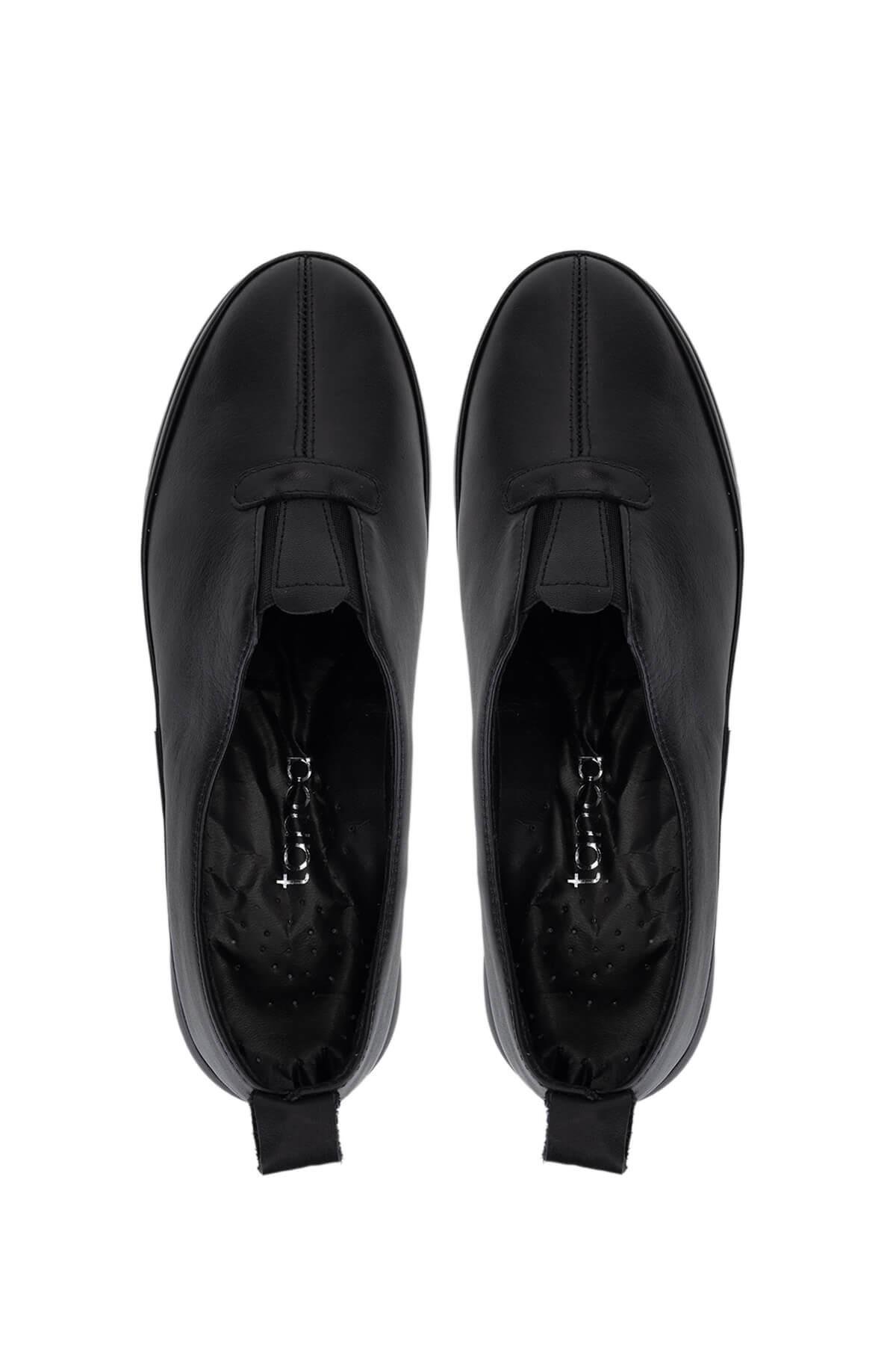 Tamer Tanca Kadın Hakiki Deri Siyah Deri Comfort Ayakkabı