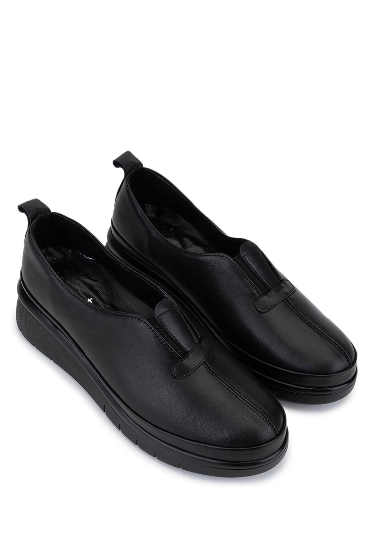 Tamer Tanca Kadın Hakiki Deri Siyah Deri Comfort Ayakkabı