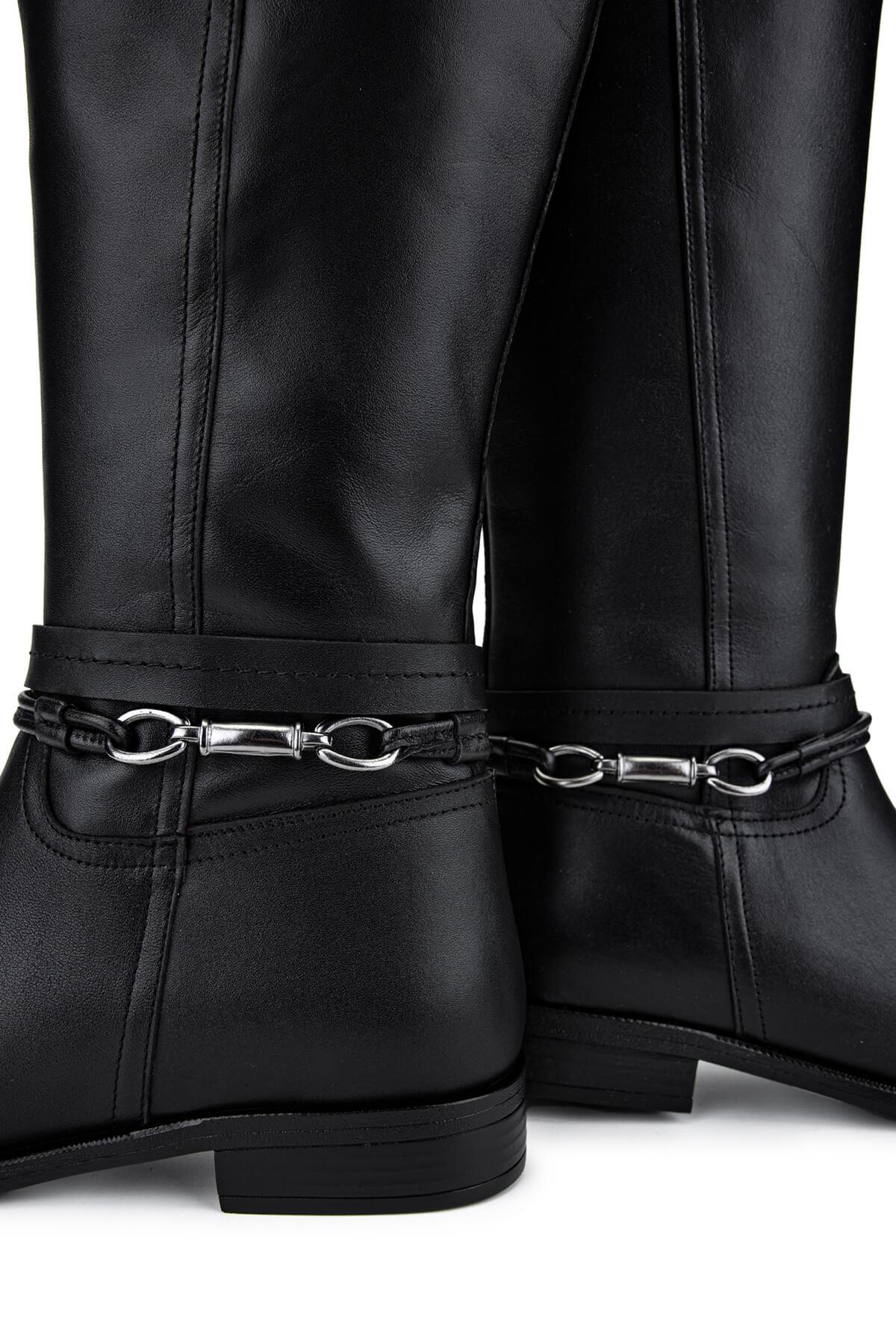 Tamer Tanca Kadın Hakiki Deri Siyah Deri Klasik Çizme
