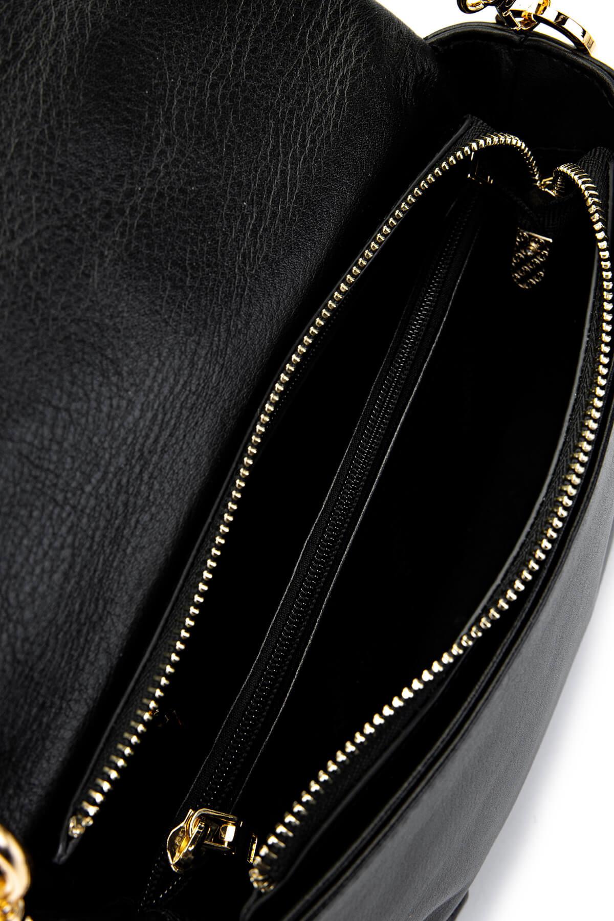 Tamer Tanca Kadın Hakiki Deri Siyah Deri Omuz Çanta