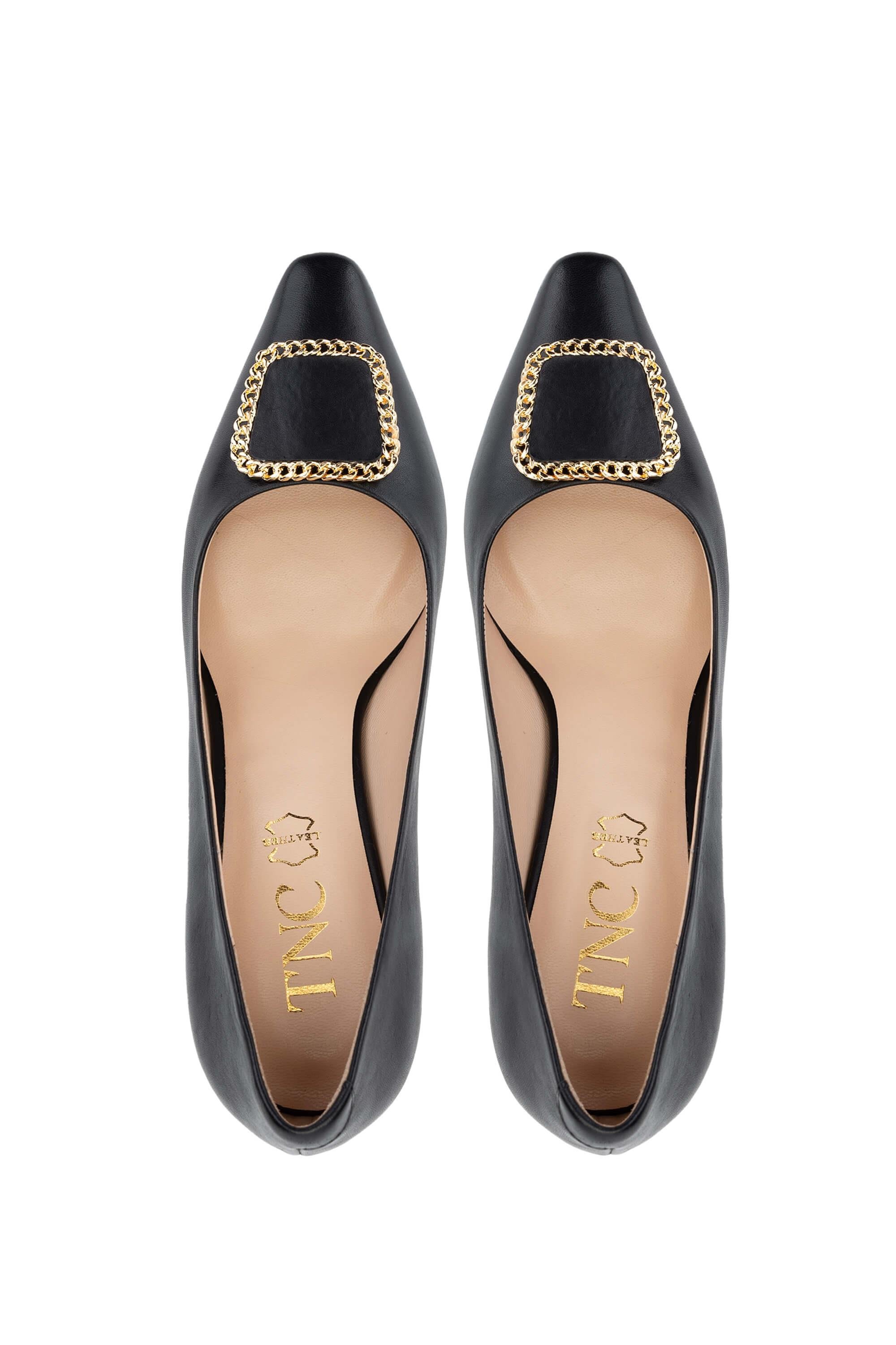 Tamer Tanca Kadın Hakiki Deri Siyah Deri Topuklu Ayakkabı