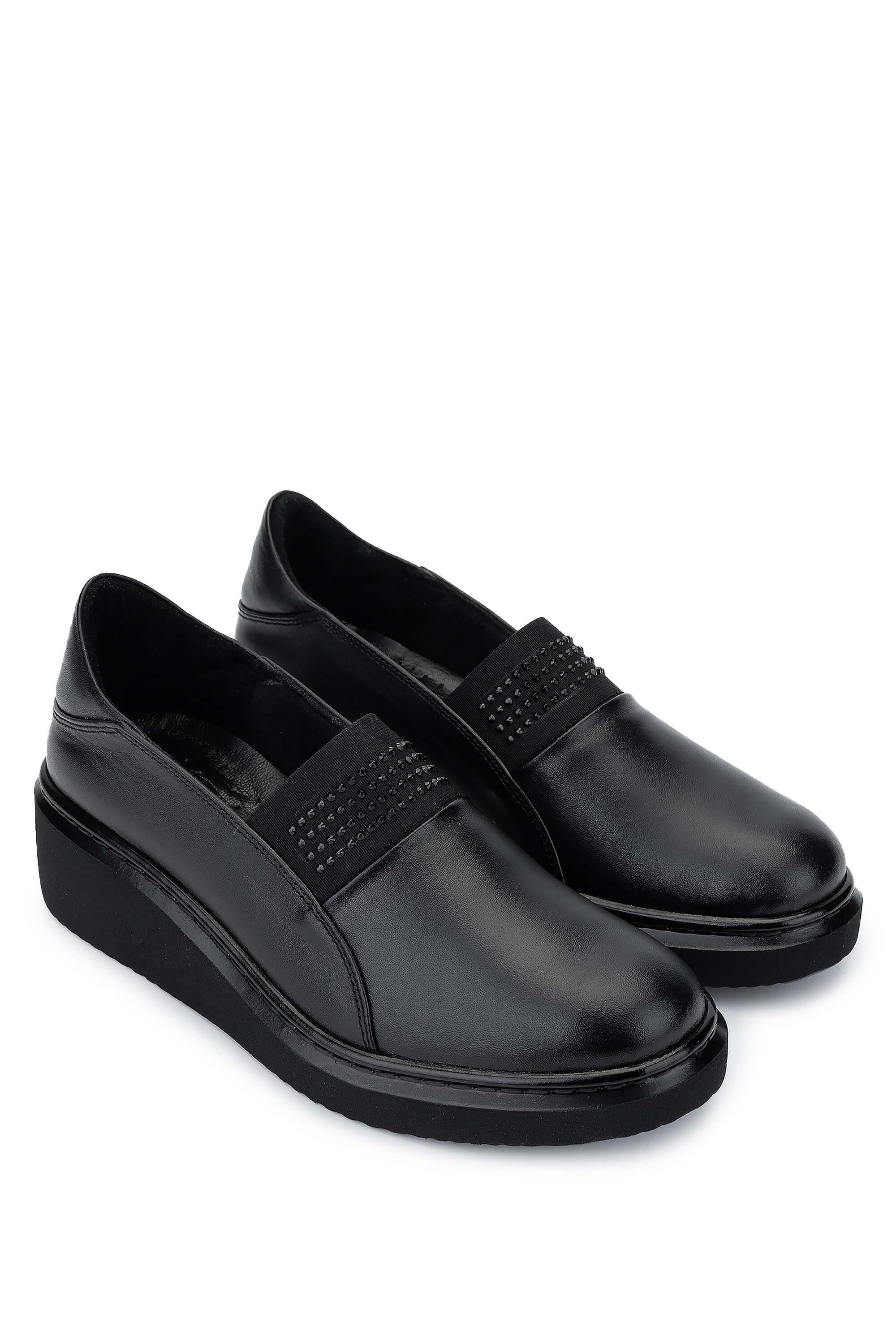 Tamer Tanca Kadın Hakiki Deri Siyah Deri Casual Ayakkabı