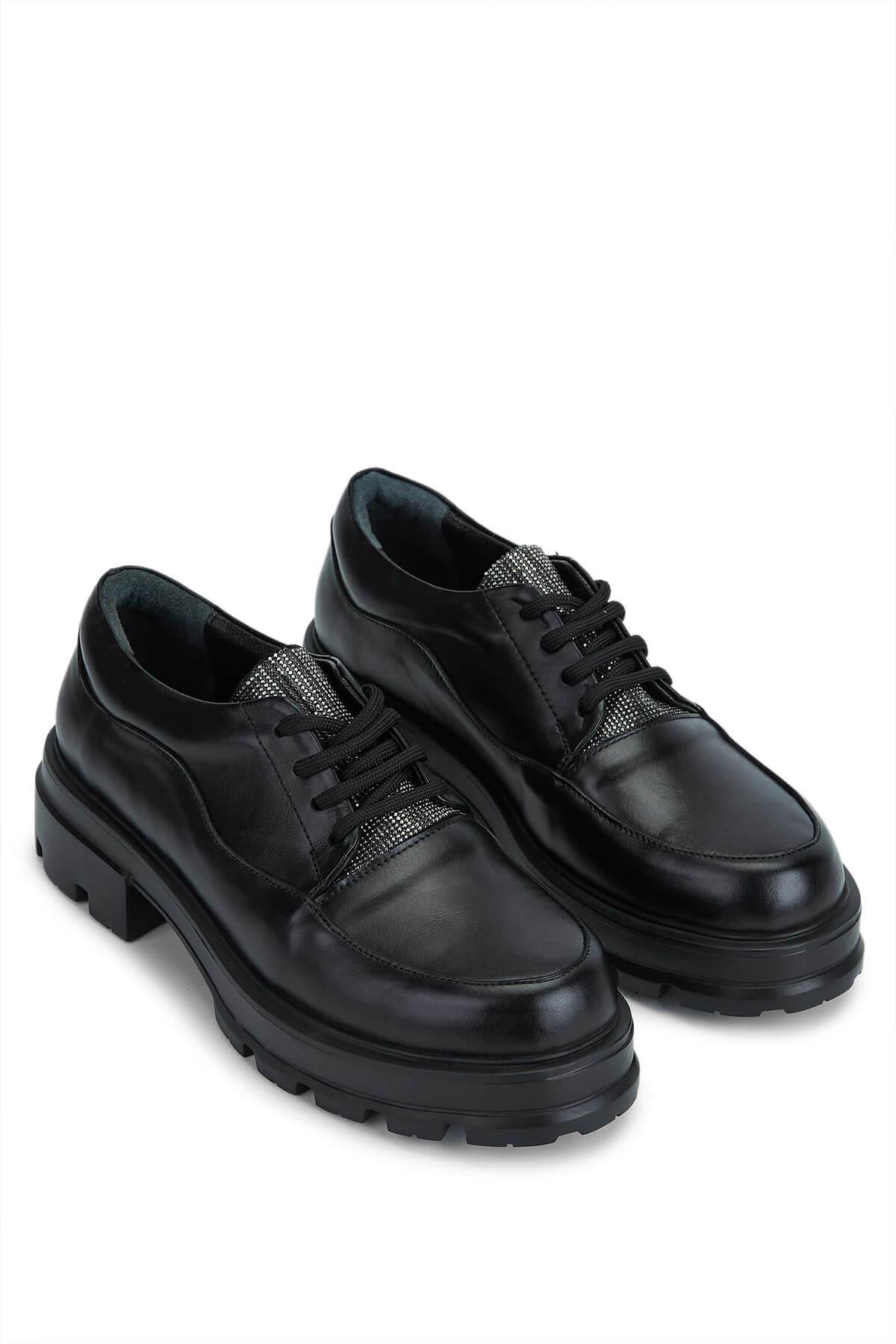 Tamer Tanca Kadın Hakiki Deri Siyah Deri Casual Ayakkabı