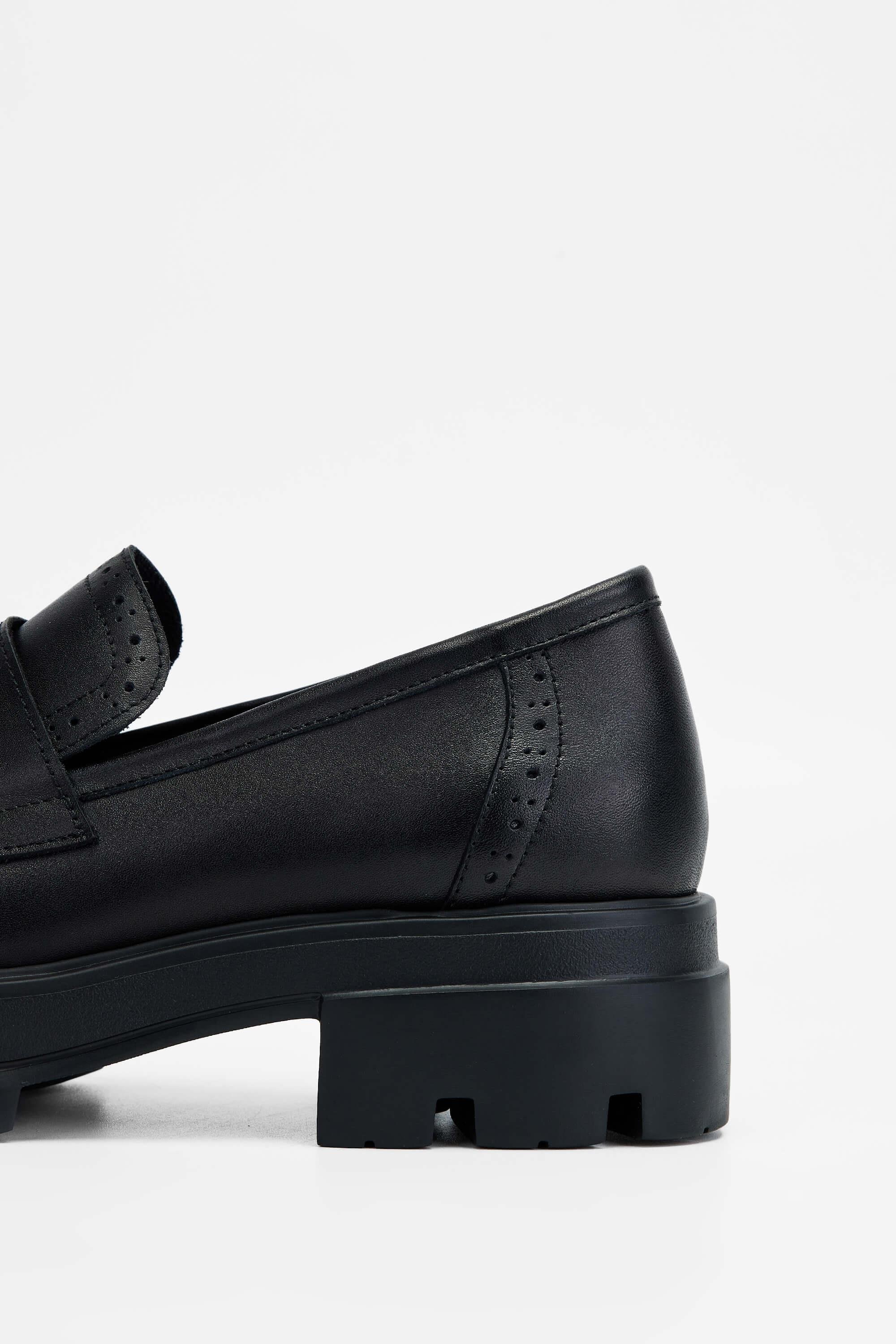 Tamer Tanca Kadın Hakiki Deri Siyah Deri Loafer Ayakkabı