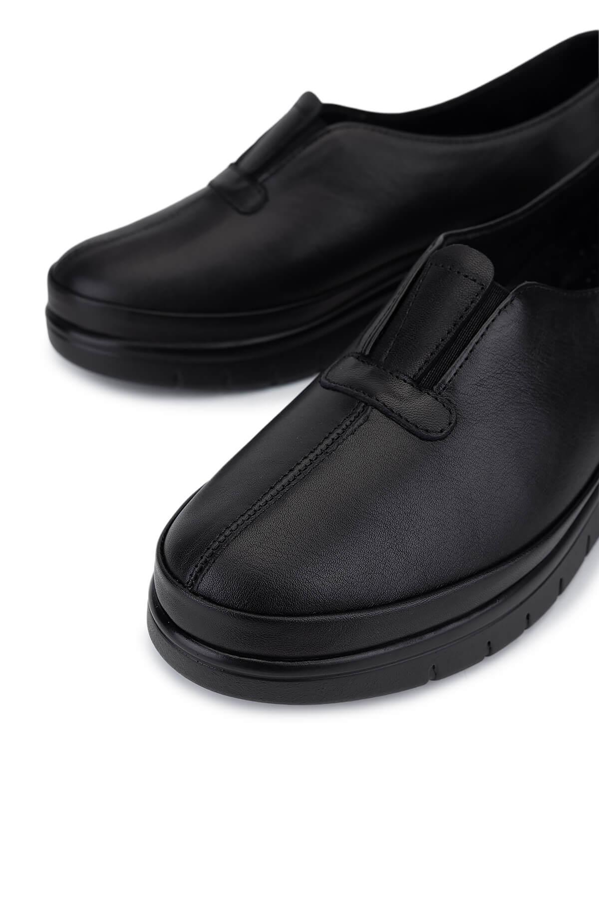 Tamer Tanca Kadın Hakiki Deri Siyah Deri Comfort Ayakkabı