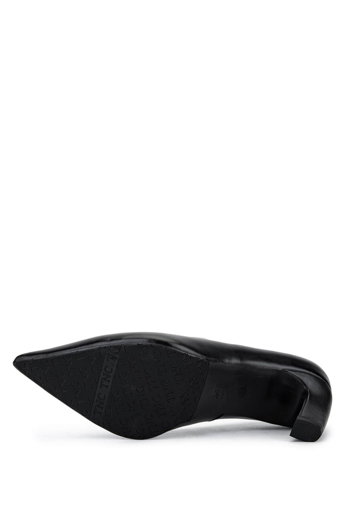 Tamer Tanca Kadın Hakiki Deri Siyah Deri Topuklu Ayakkabı