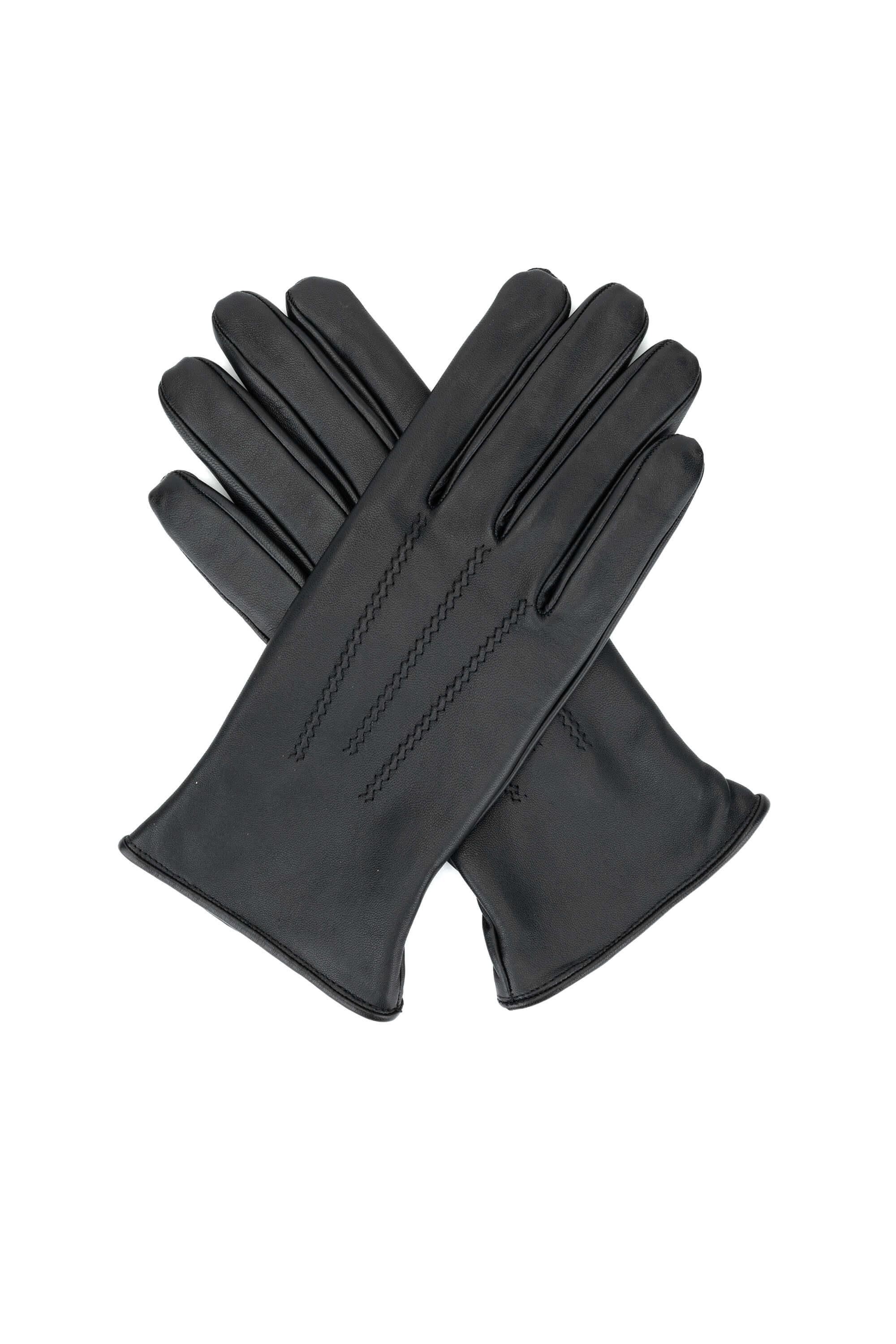 Tamer Tanca Kadın Hakiki Deri Siyah Deri Eldiven ELDIVEN