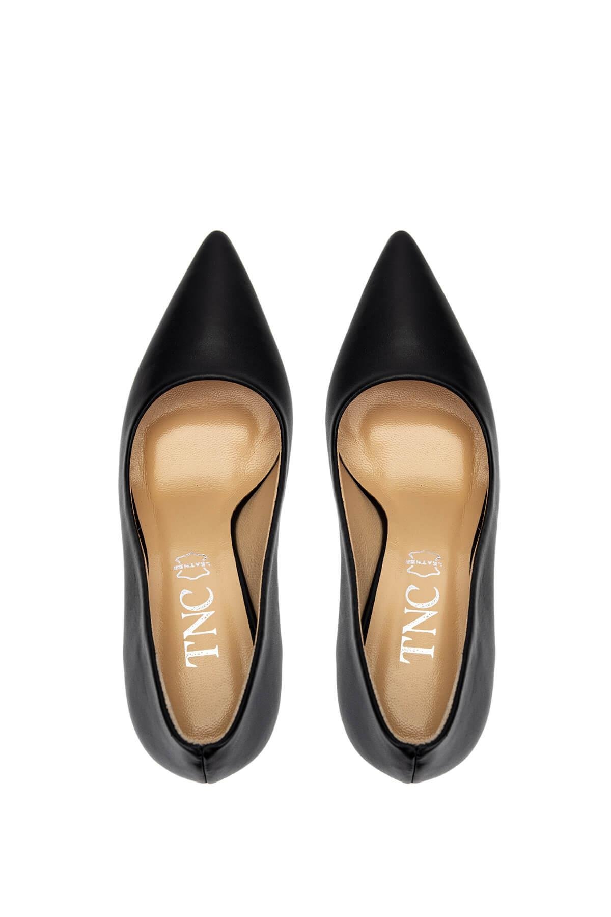 Tamer Tanca Kadın Hakiki Deri Siyah Deri Topuklu Ayakkabı