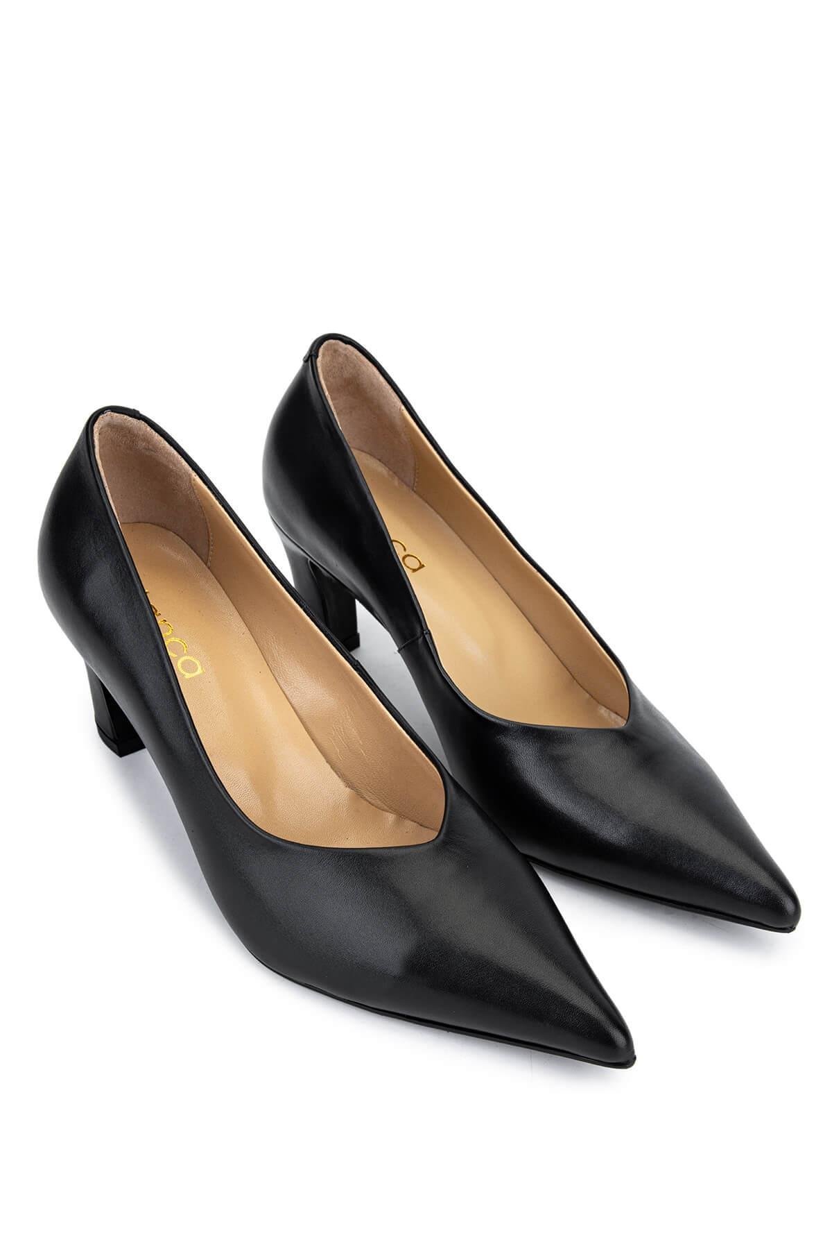Tamer Tanca Kadın Hakiki Deri Siyah Deri Topuklu Ayakkabı