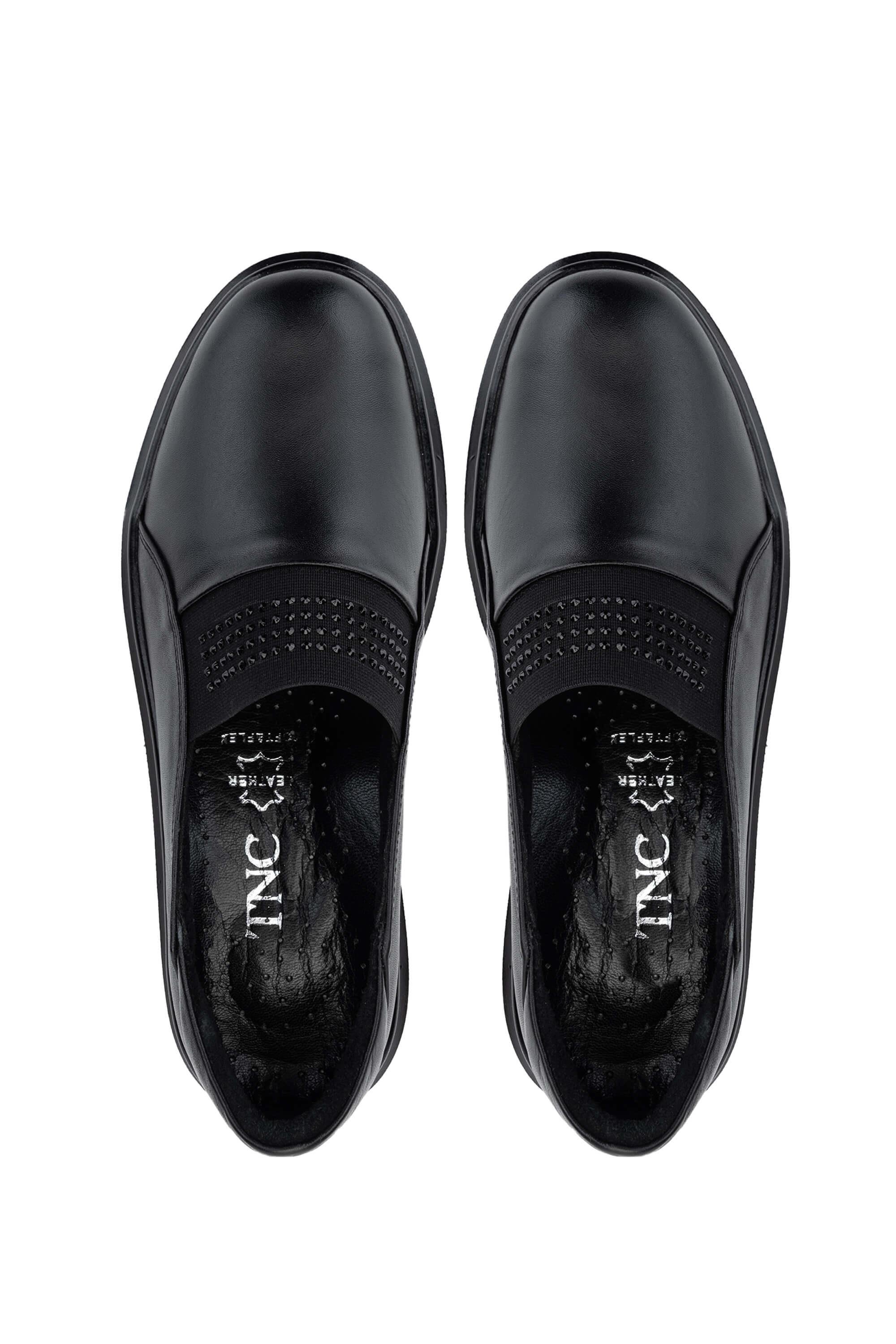 Tamer Tanca Kadın Hakiki Deri Siyah Deri Casual Ayakkabı