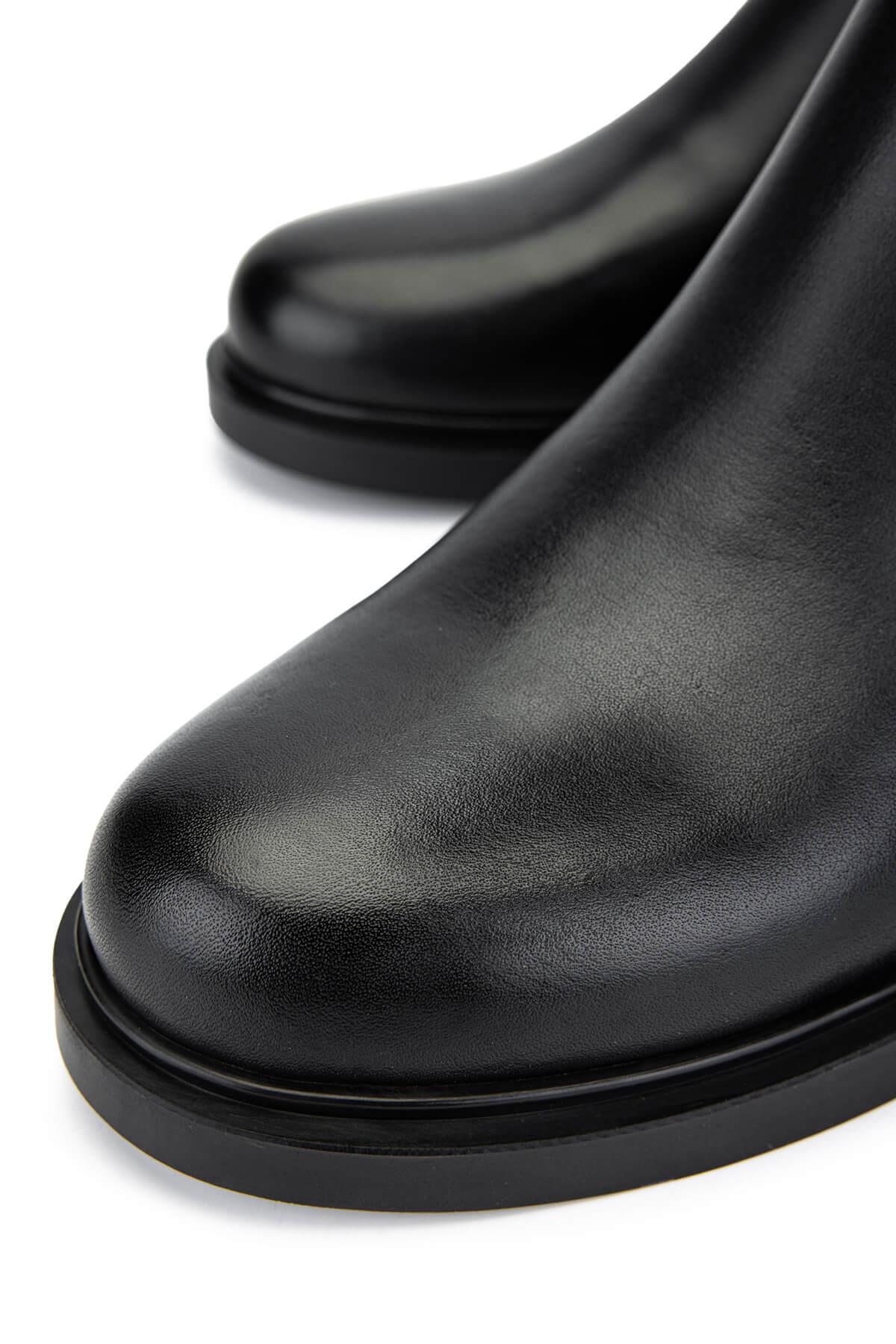 Tamer Tanca Kadın Hakiki Deri Siyah Deri Casual Çizme