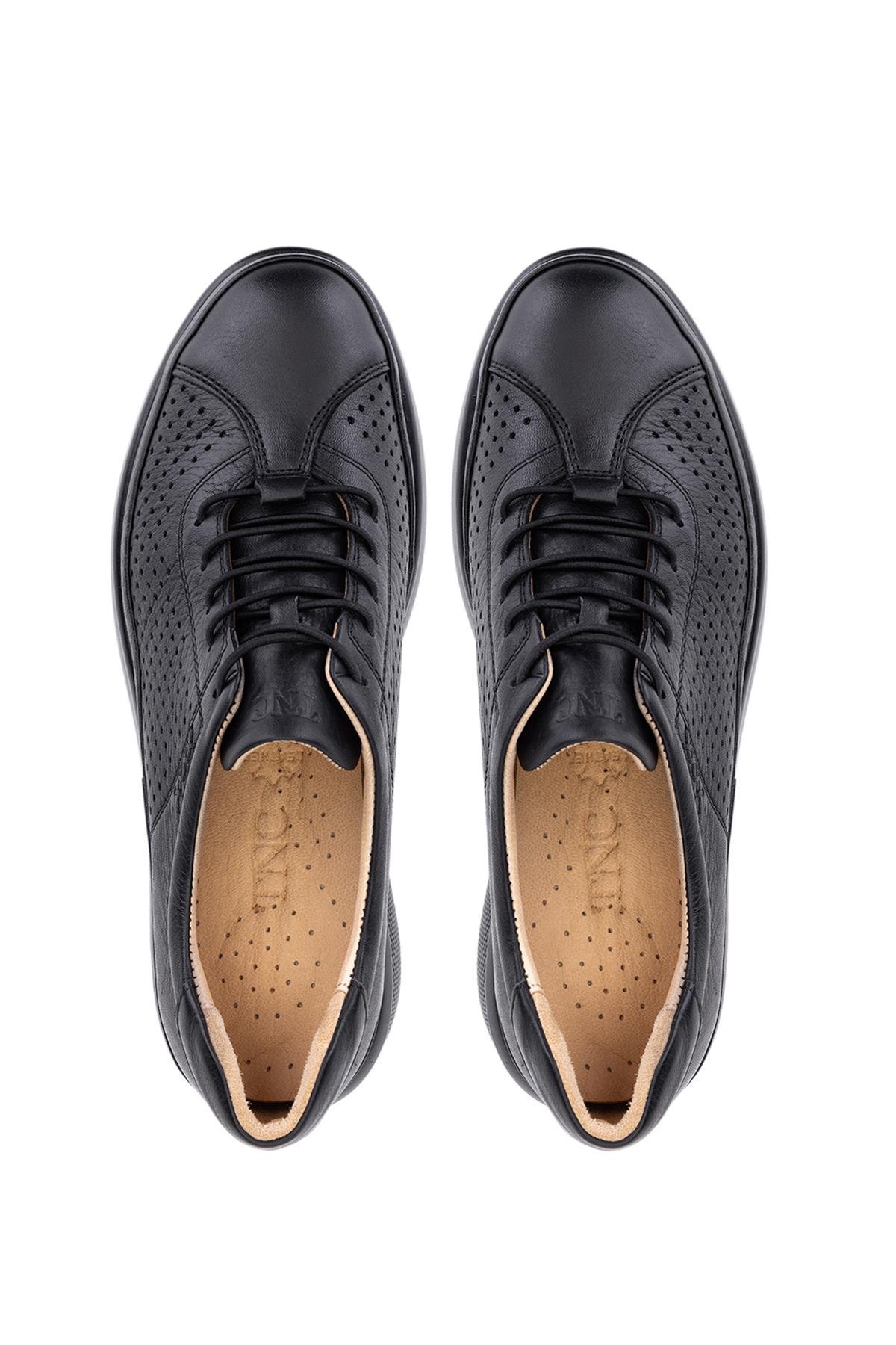 Tamer Tanca Kadın Hakiki Deri Siyah Deri Comfort Ayakkabı