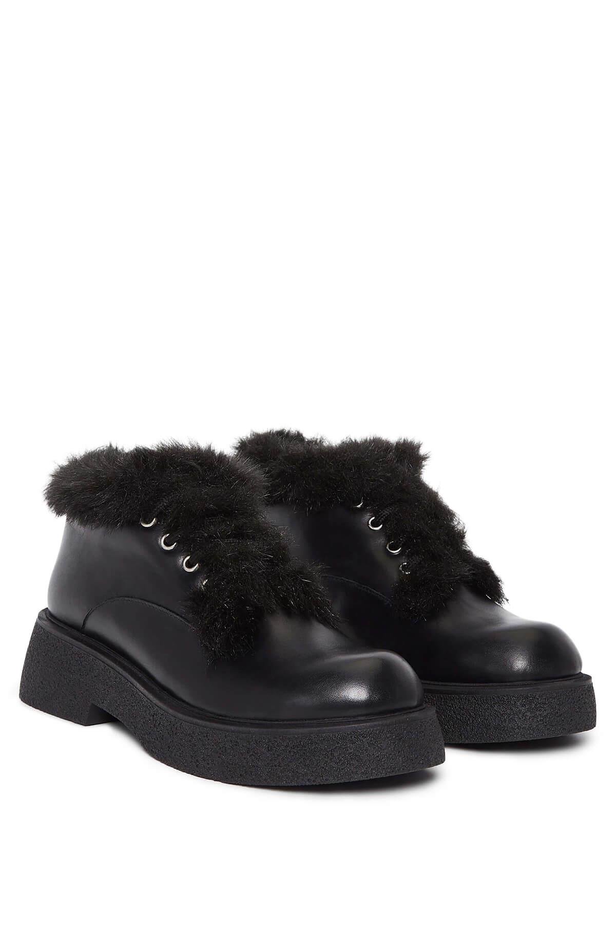 Tamer Tanca Kadın Hakiki Deri Siyah Deri Casual Bot