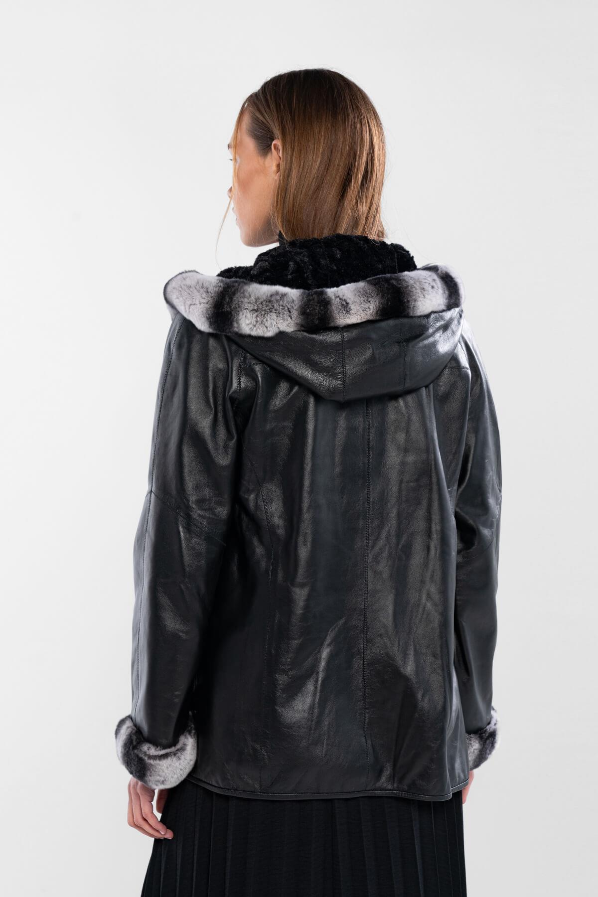 Tamer Tanca Kadın Hakiki Deri Siyah Deri Mont