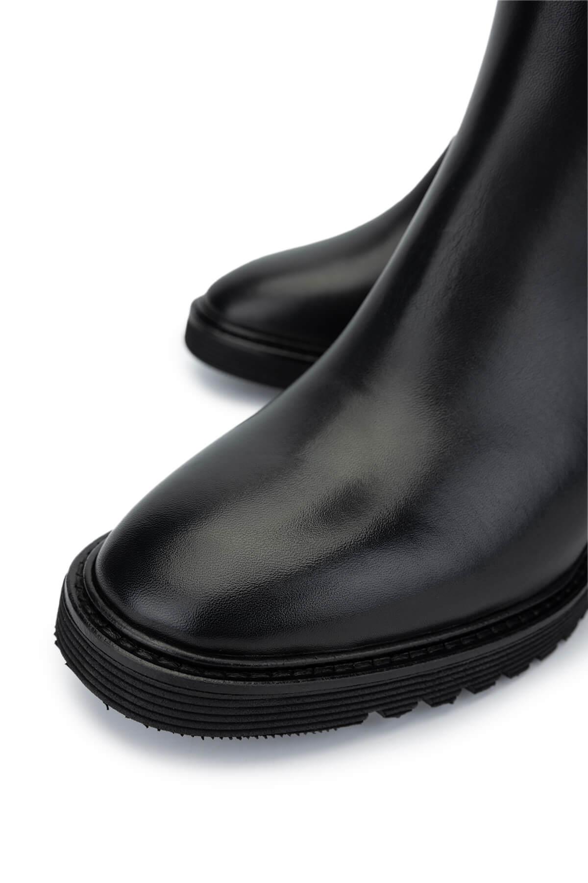 Tamer Tanca Kadın Hakiki Deri Siyah Deri Casual Çizme