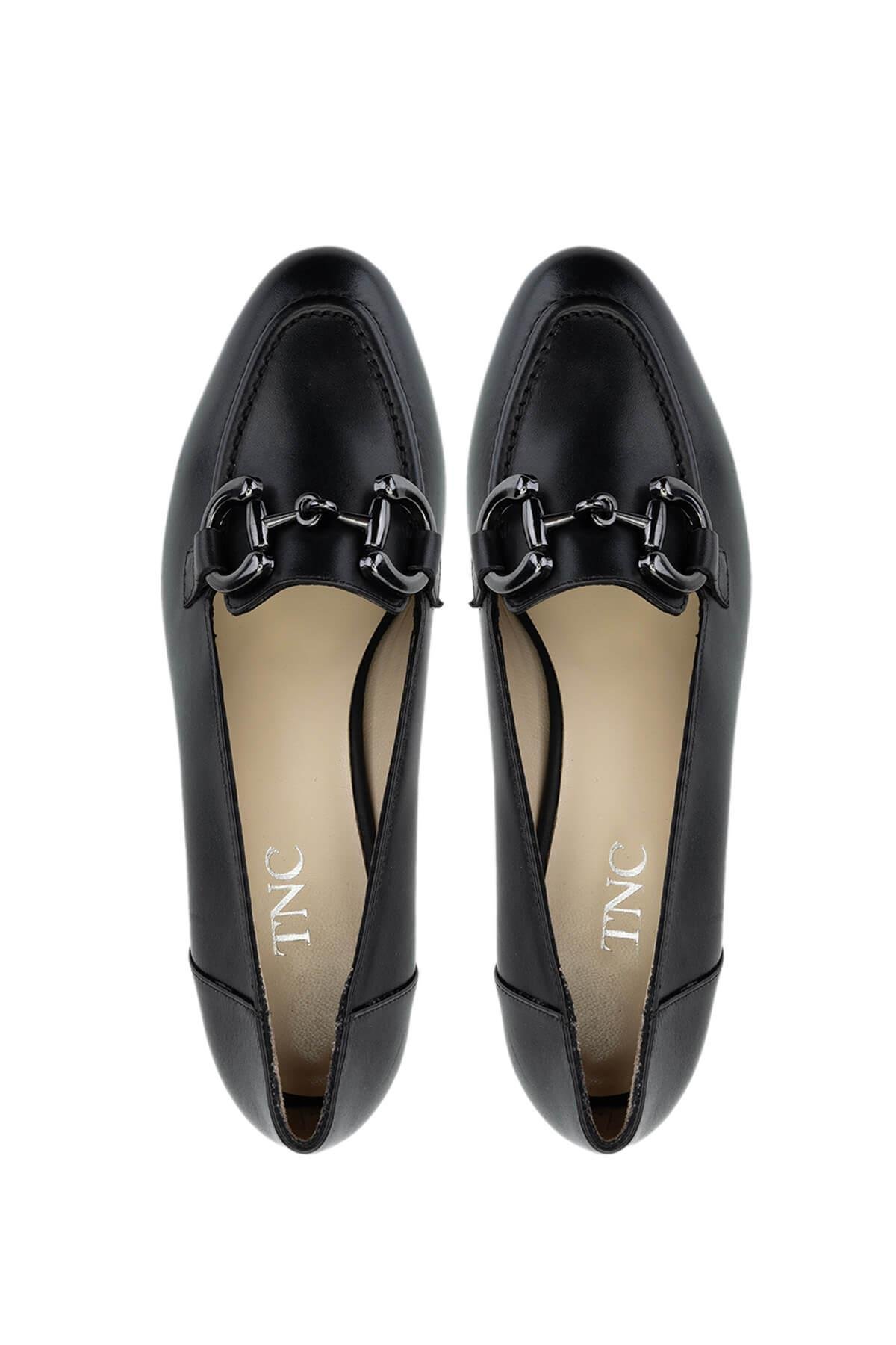 Tamer Tanca Kadın Hakiki Deri Siyah Deri Topuklu Ayakkabı
