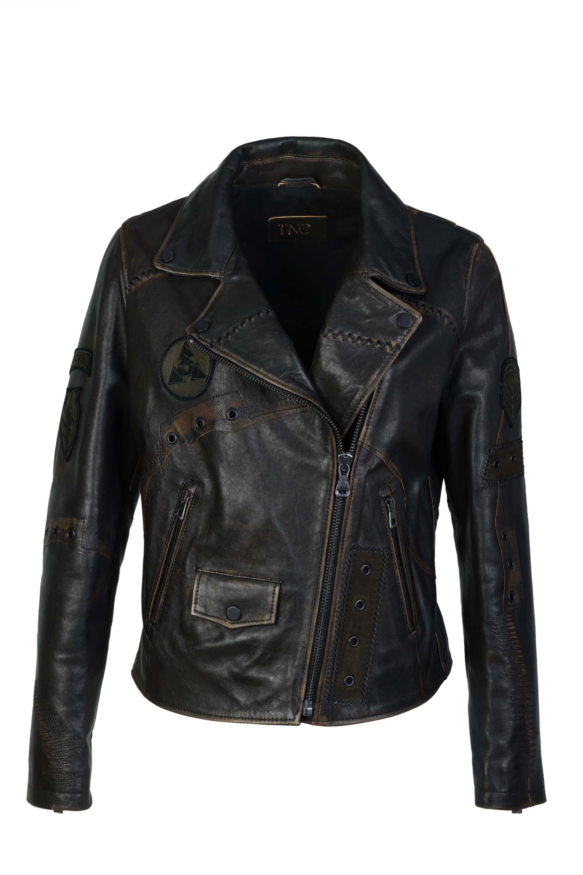 Tamer Tanca Kadın Hakiki Deri Siyah Eskitme Deri Mont