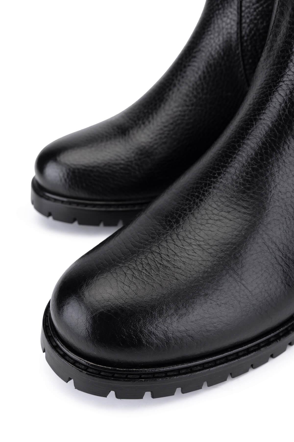 Tamer Tanca Kadın Hakiki Deri Siyah Floter Casual Çizme