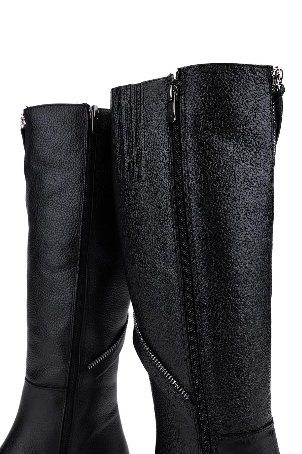 Tamer Tanca Kadın Hakiki Deri Siyah Floter Klasik Çizme