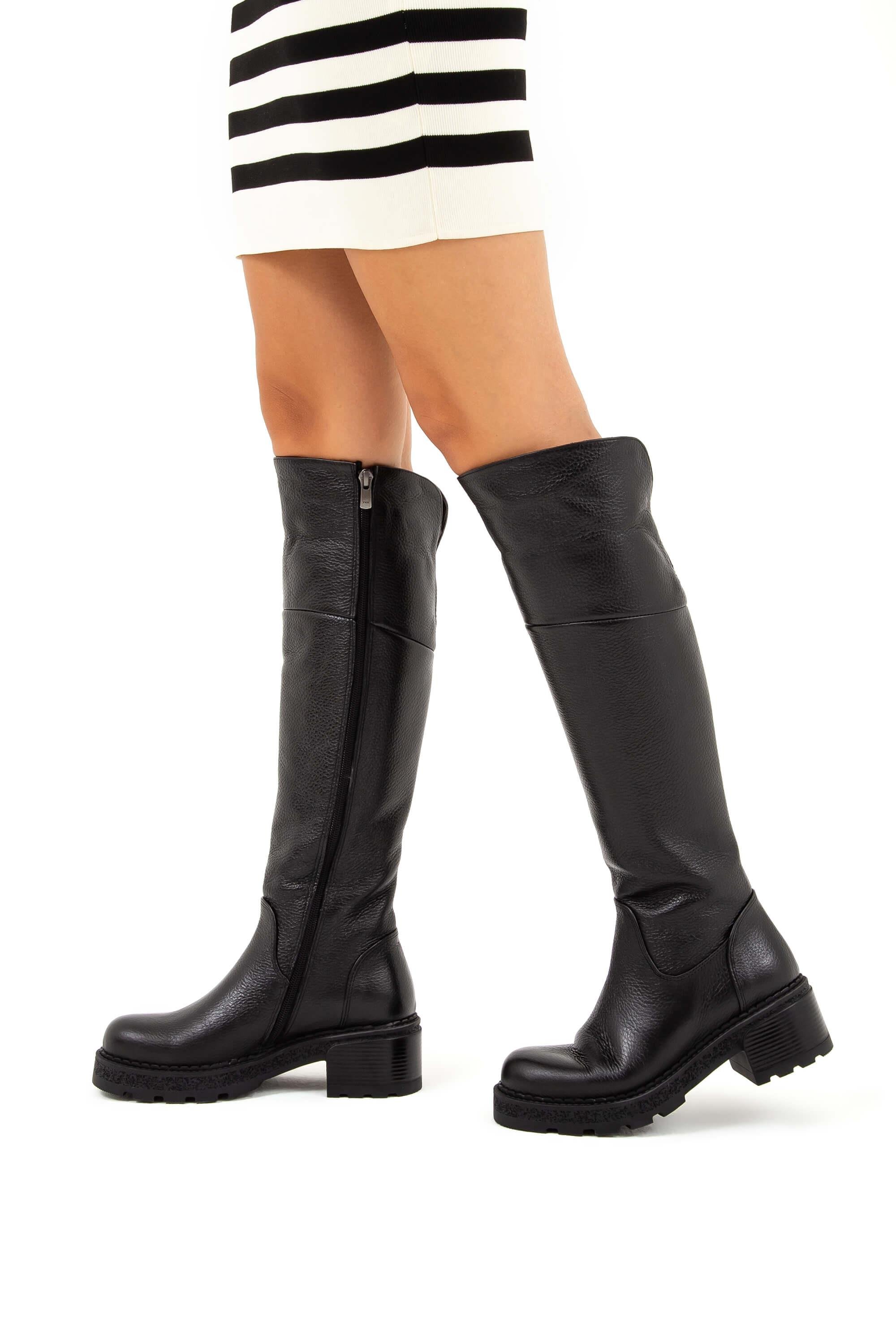 Tamer Tanca Kadın Hakiki Deri Siyah Floter Casual Çizme