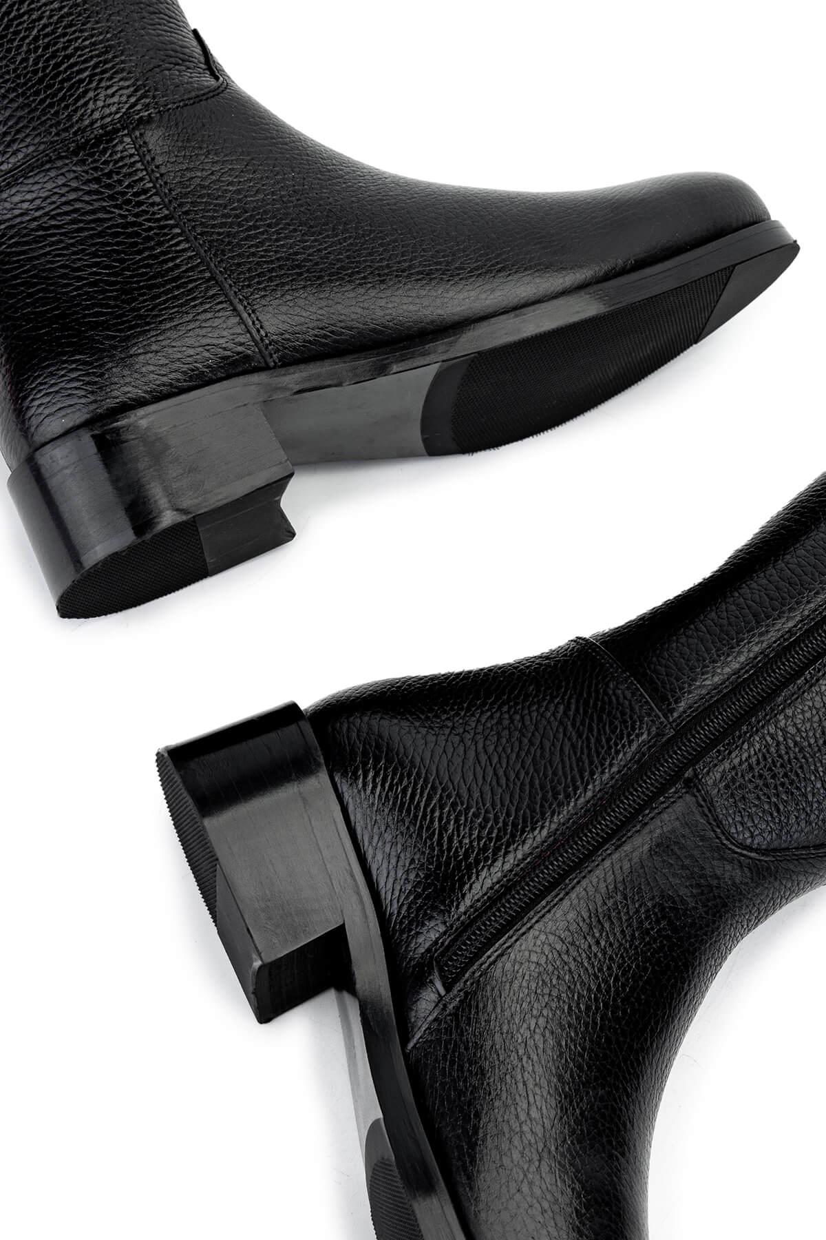 Tamer Tanca Kadın Hakiki Deri Siyah Floter Casual Çizme